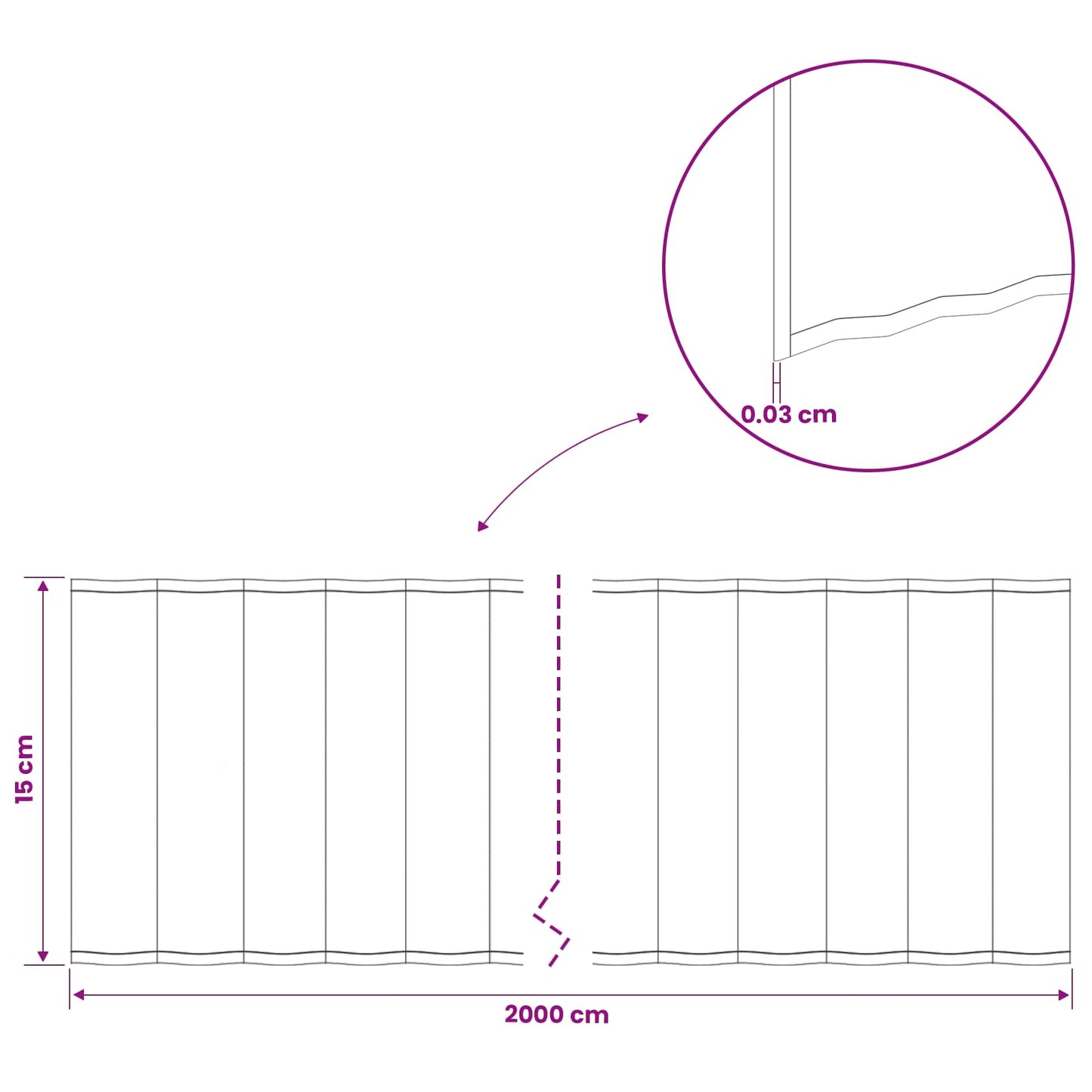 Gjerdekant 20 m x 15 cm Galvanisert stål Sølv