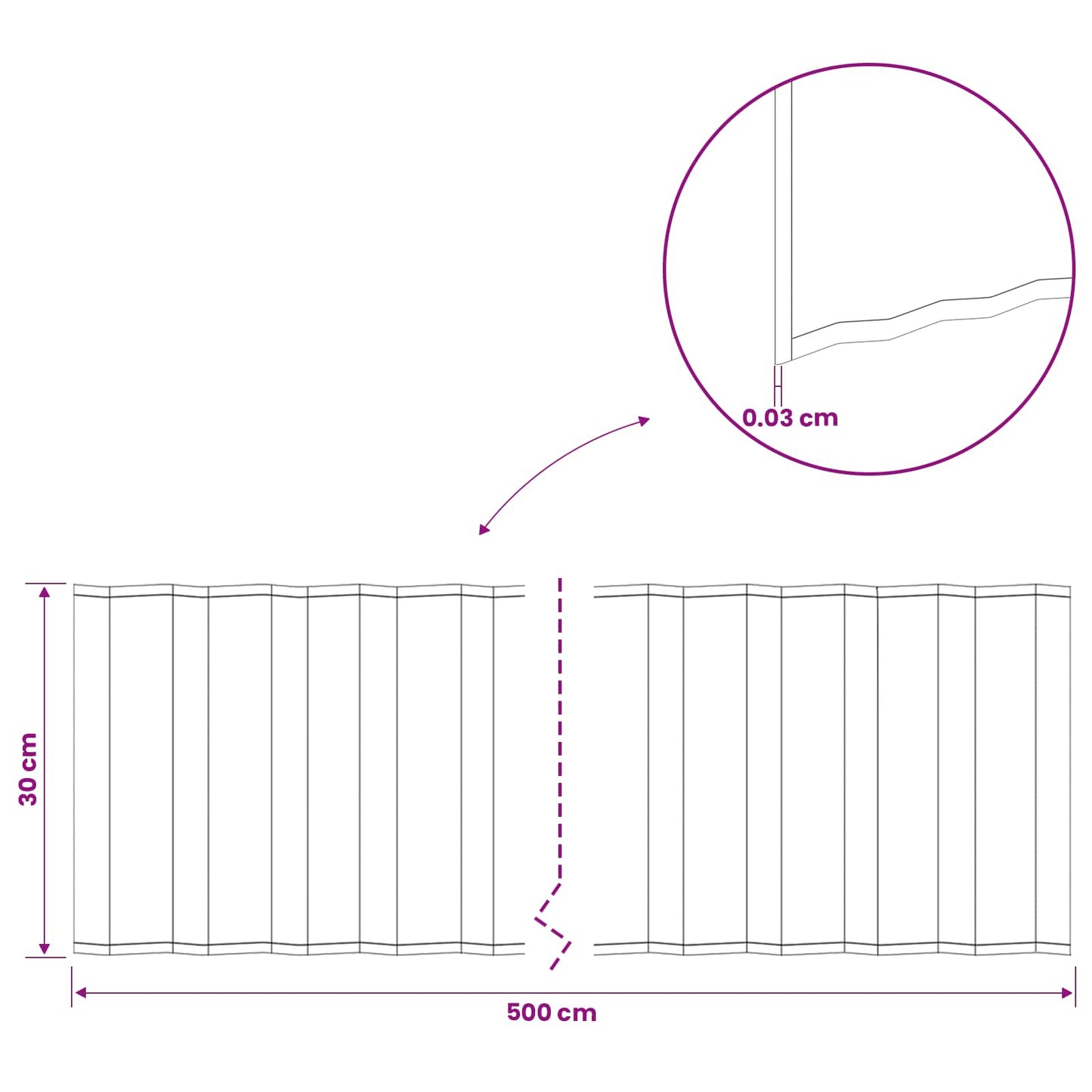 Gjerdekant 5 m x 30 cm Galvanisert stål Sølv