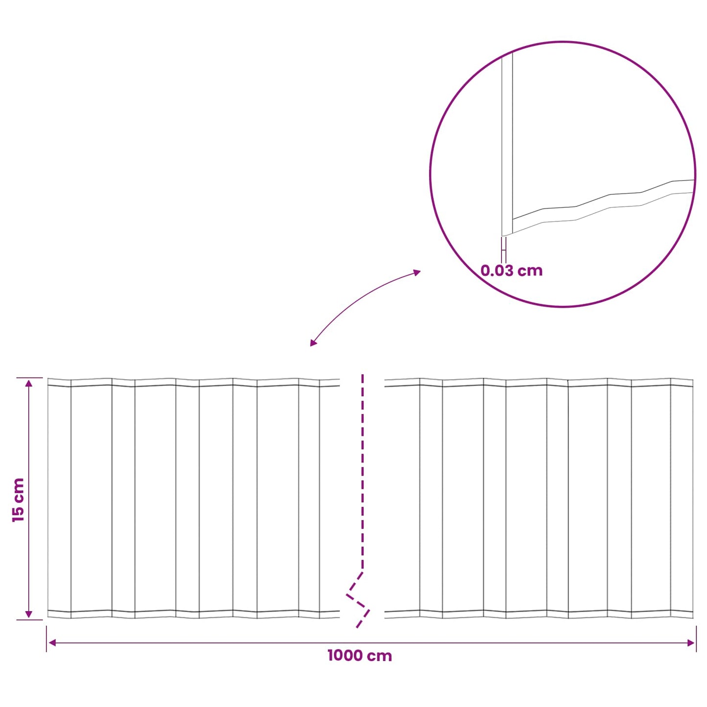 Gjerdekant 10 m x 15 cm Galvanisert stål Sølv