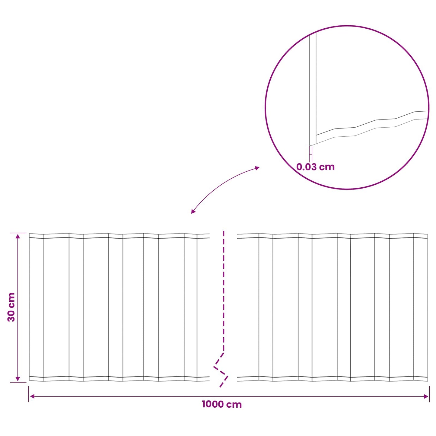 Gjerdekant 10 m x 30 cm Galvanisert stål Sølv
