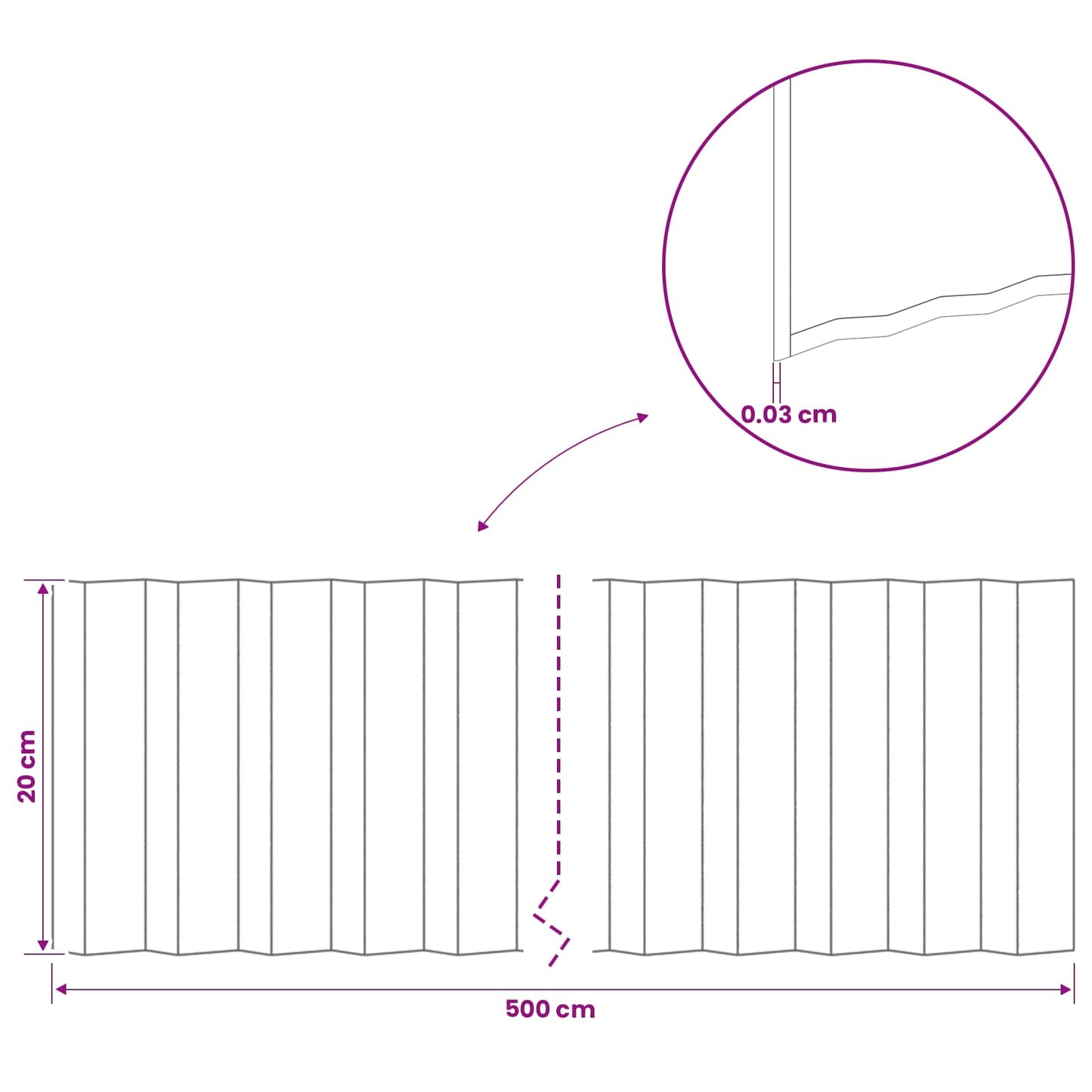Gjerdekant 5 m x 20 cm Galvanisert stål Sølv