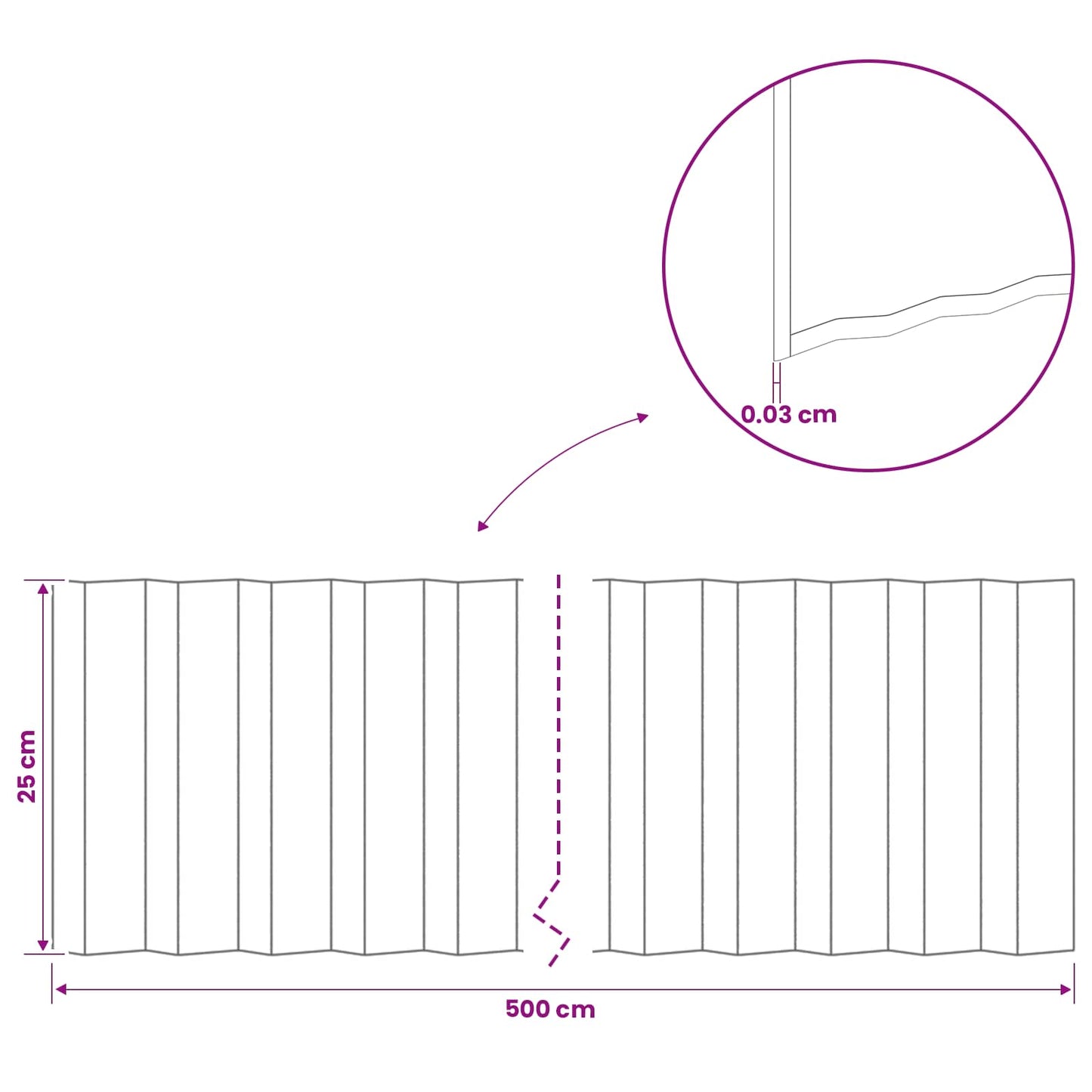 Gjerdekant 5 m x 25 cm Galvanisert stål Sølv