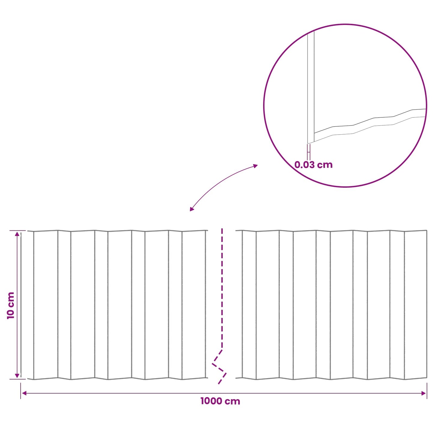 Gjerdekant 10 m x 10 cm Galvanisert stål Sølv