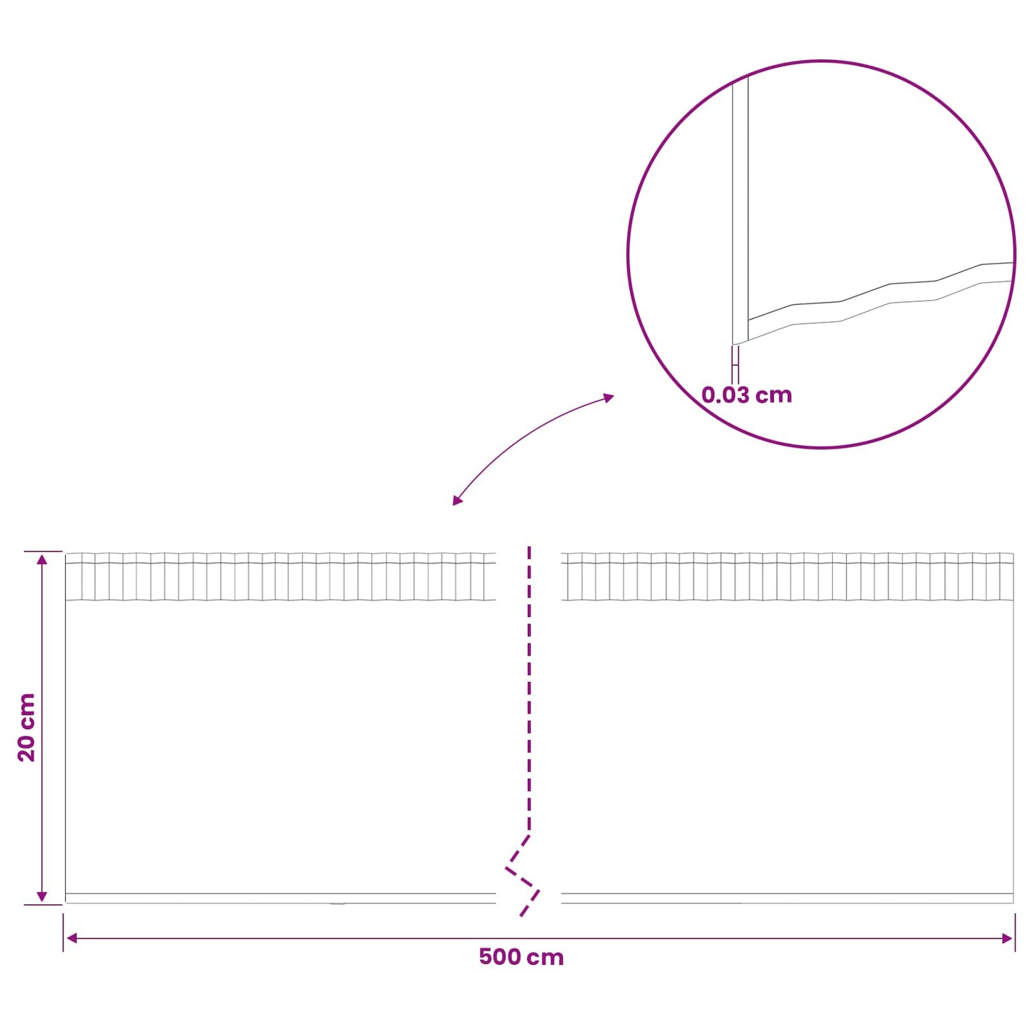 Gjerdekant 5 m x 20 cm Galvanisert stål Sølv