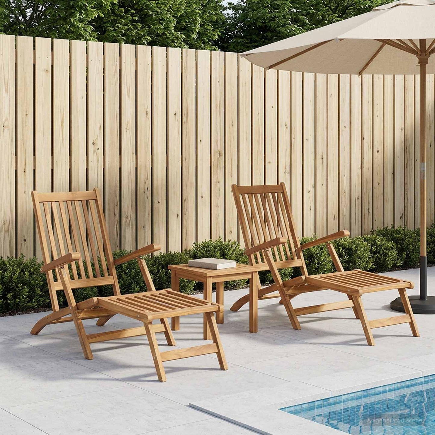 Folding Deck Stol 2 pcs Naturlig Massivt Teaktre