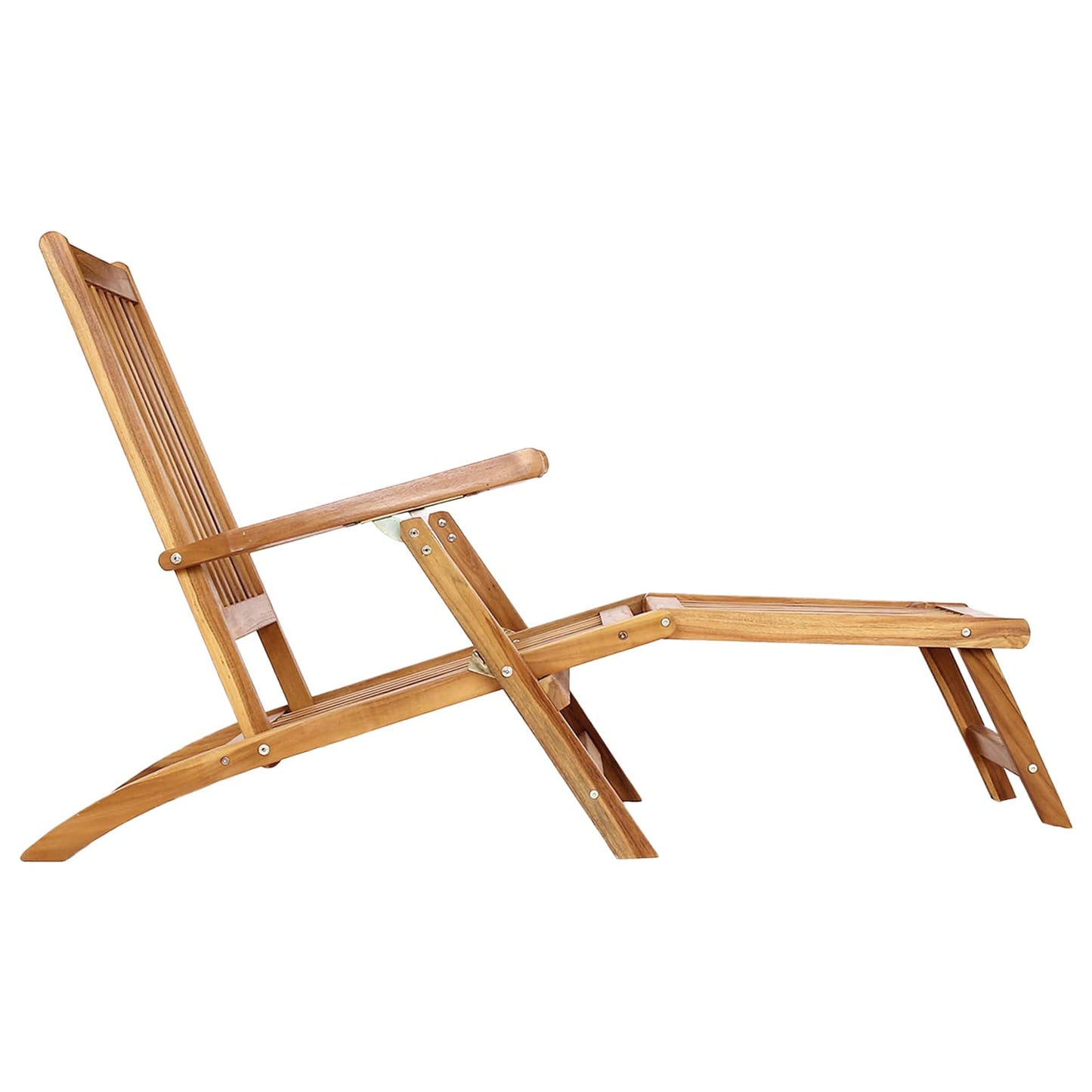 Folding Deck Stol 2 pcs Naturlig Massivt Teaktre