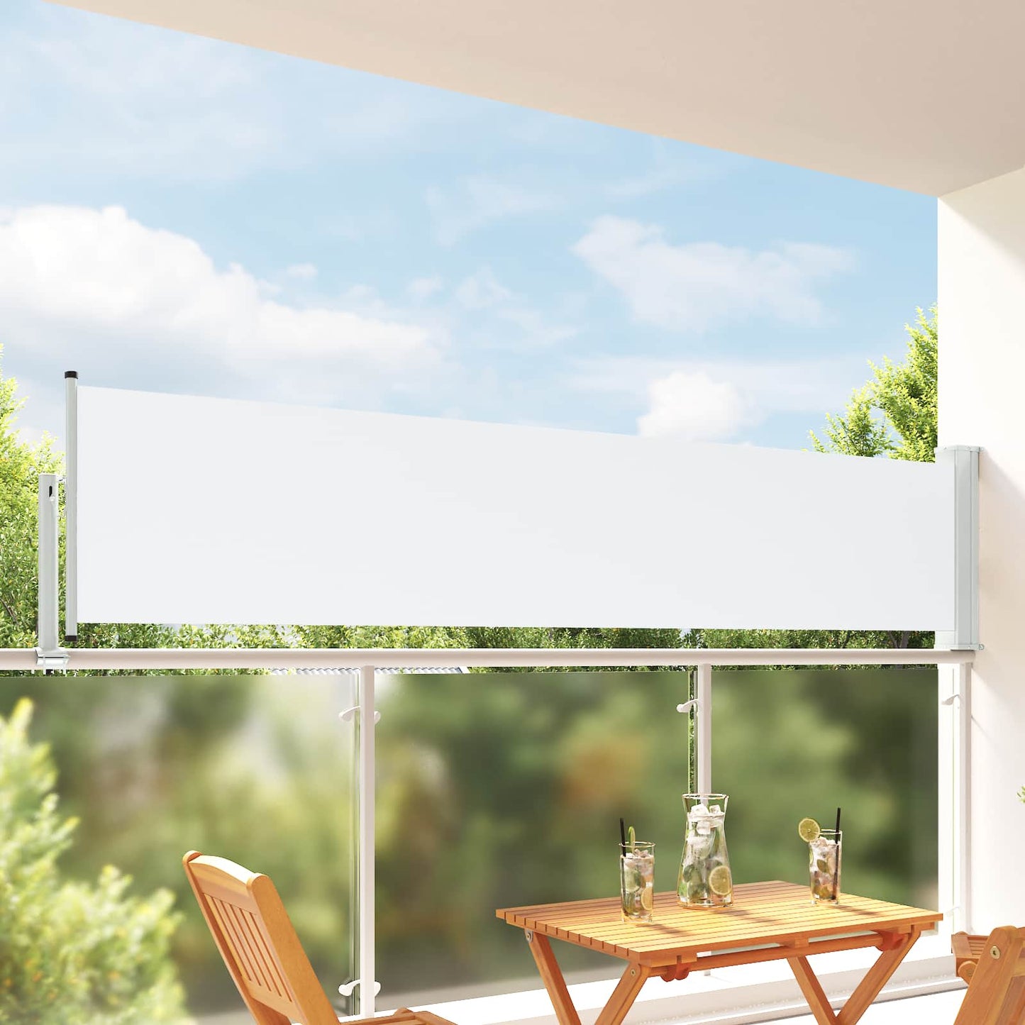 Side Markise 60 x 300 cm Rektangulær Hvit