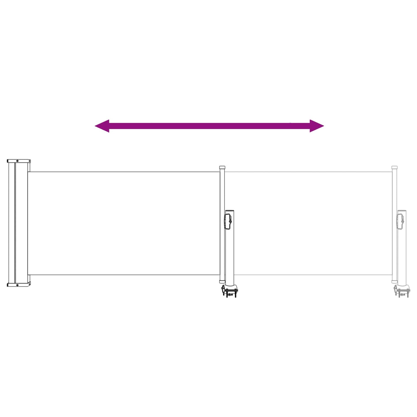 Side Markise 60 x 300 cm Rektangulær Hvit