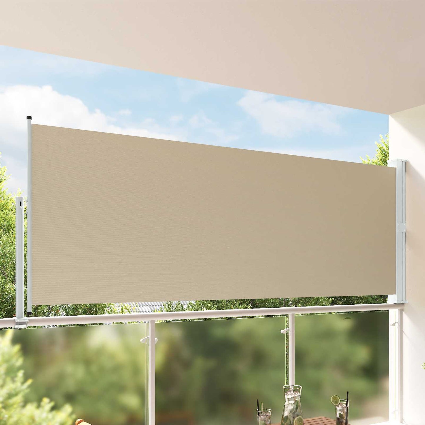 Side Markise 140 x 300 cm 100% polyester jern stål Rektangulær
