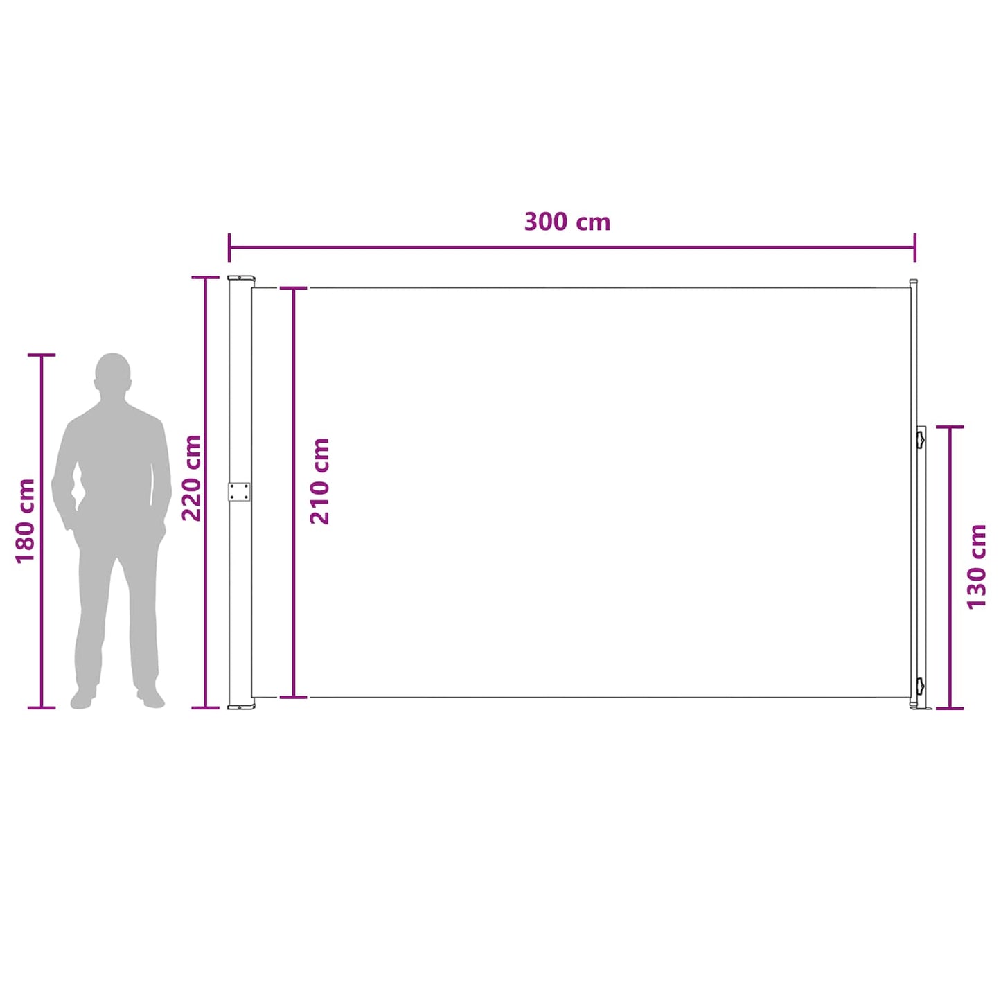 Utklappbart side markise Beige 300 x 220 cm Polyester