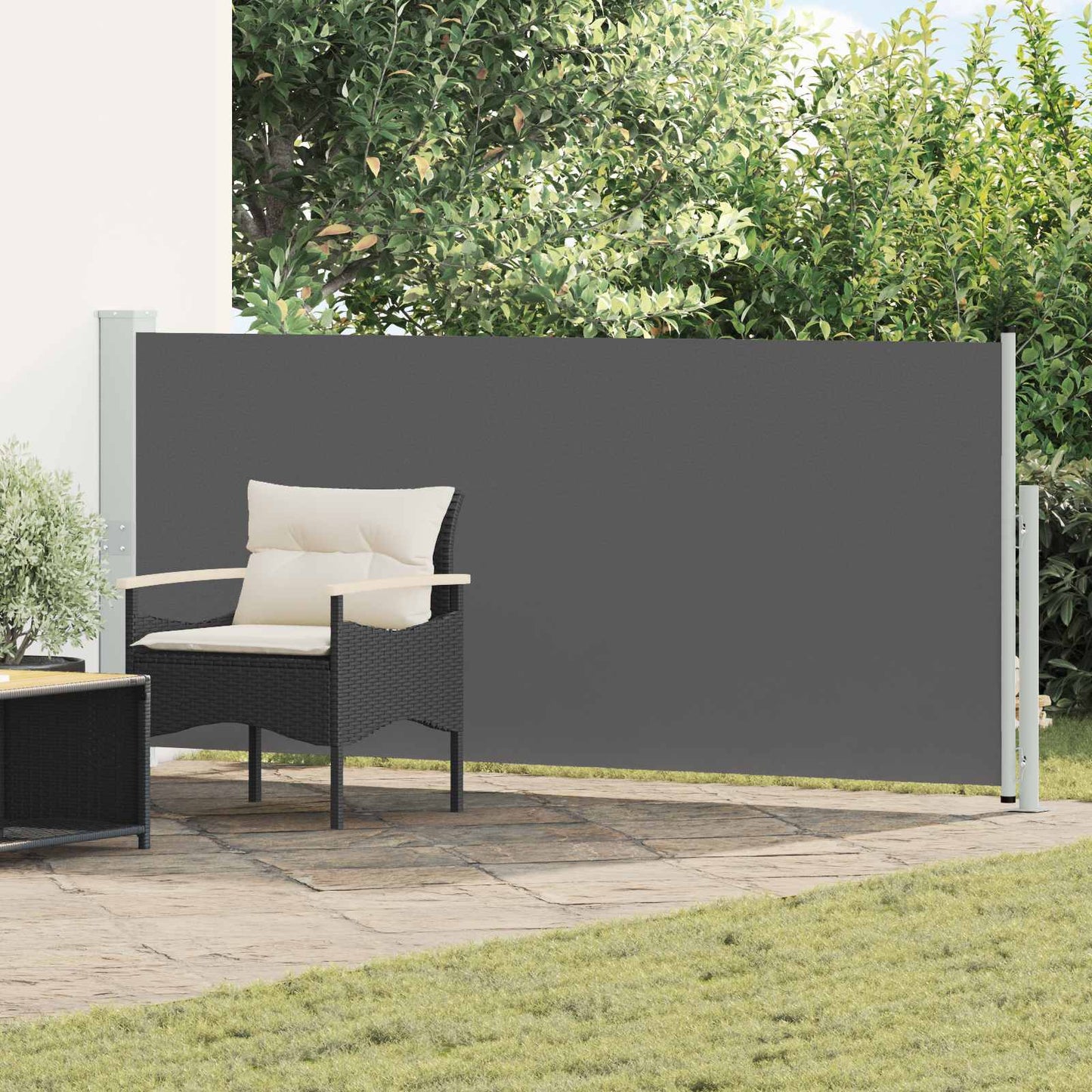 Utklappbart side markise Antrasitt 600 x 160 cm Polyester