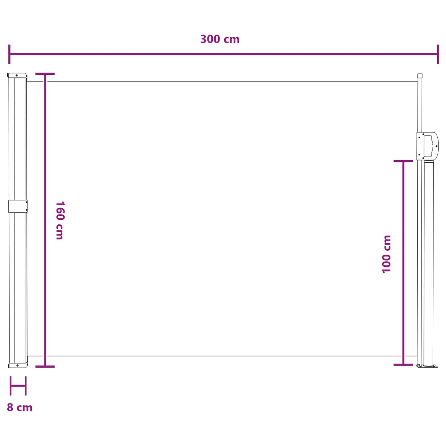 Utklappbart side markise sand 300 x 160 cm Polyester