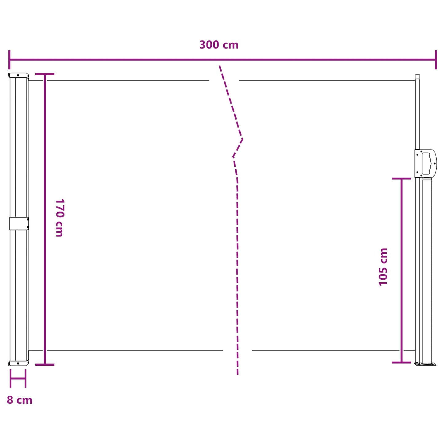 Utklappbart side markise sand 300 x 170 cm Polyester