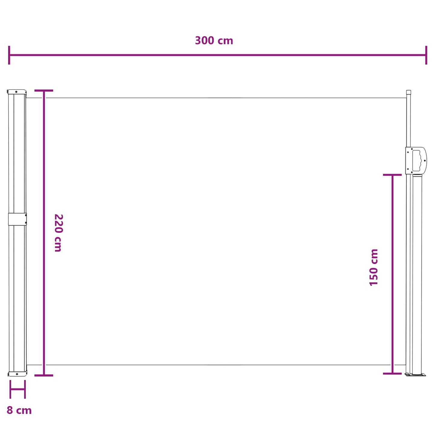Utklappbart side markise sand 300 x 220 cm Polyester
