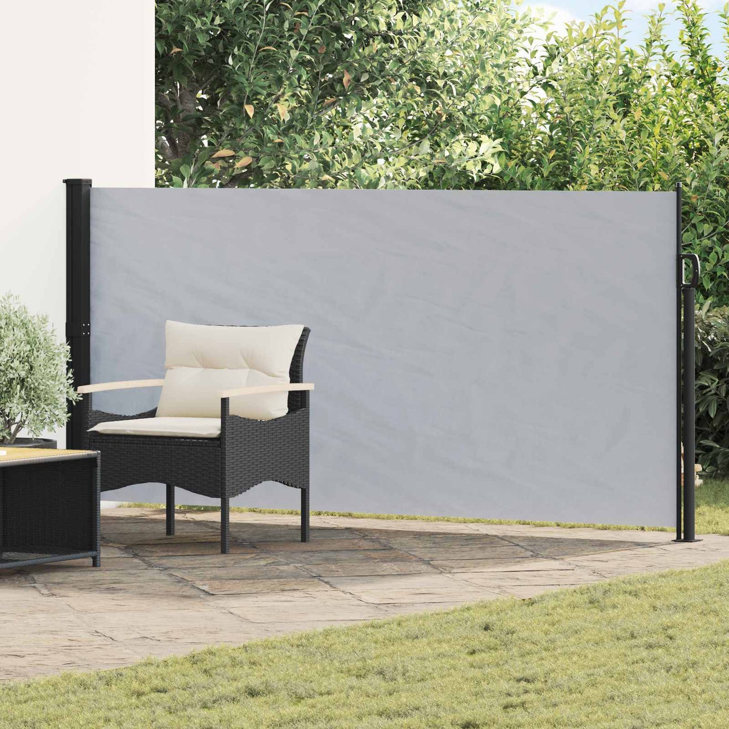 Utklappbart side markise Grå 500 x 120 cm Polyester