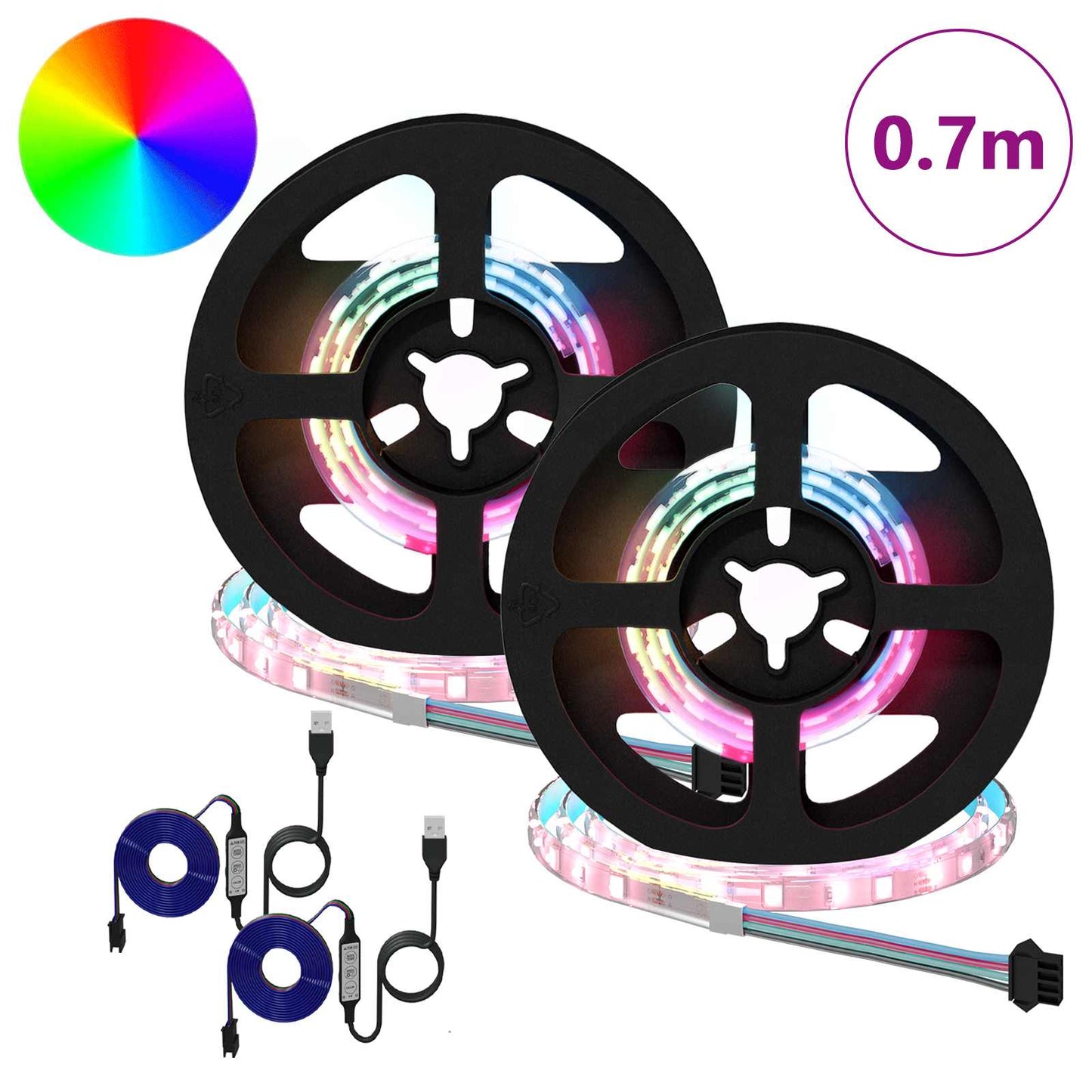 LED Stripe 2 pcs Svart og gjennomsiktig 350 mm Kobber og plast