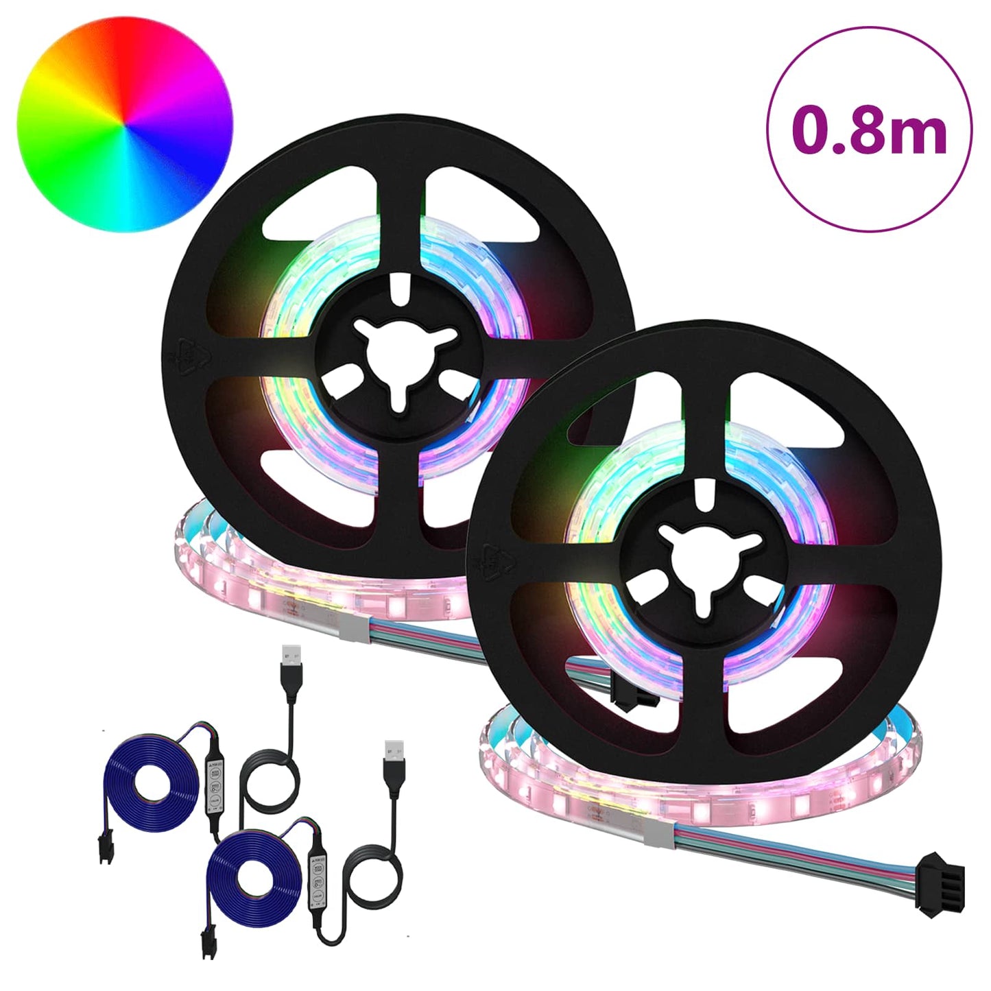 LED Stripe 2 pcs Svart og gjennomsiktig 400 mm Kobber og plast