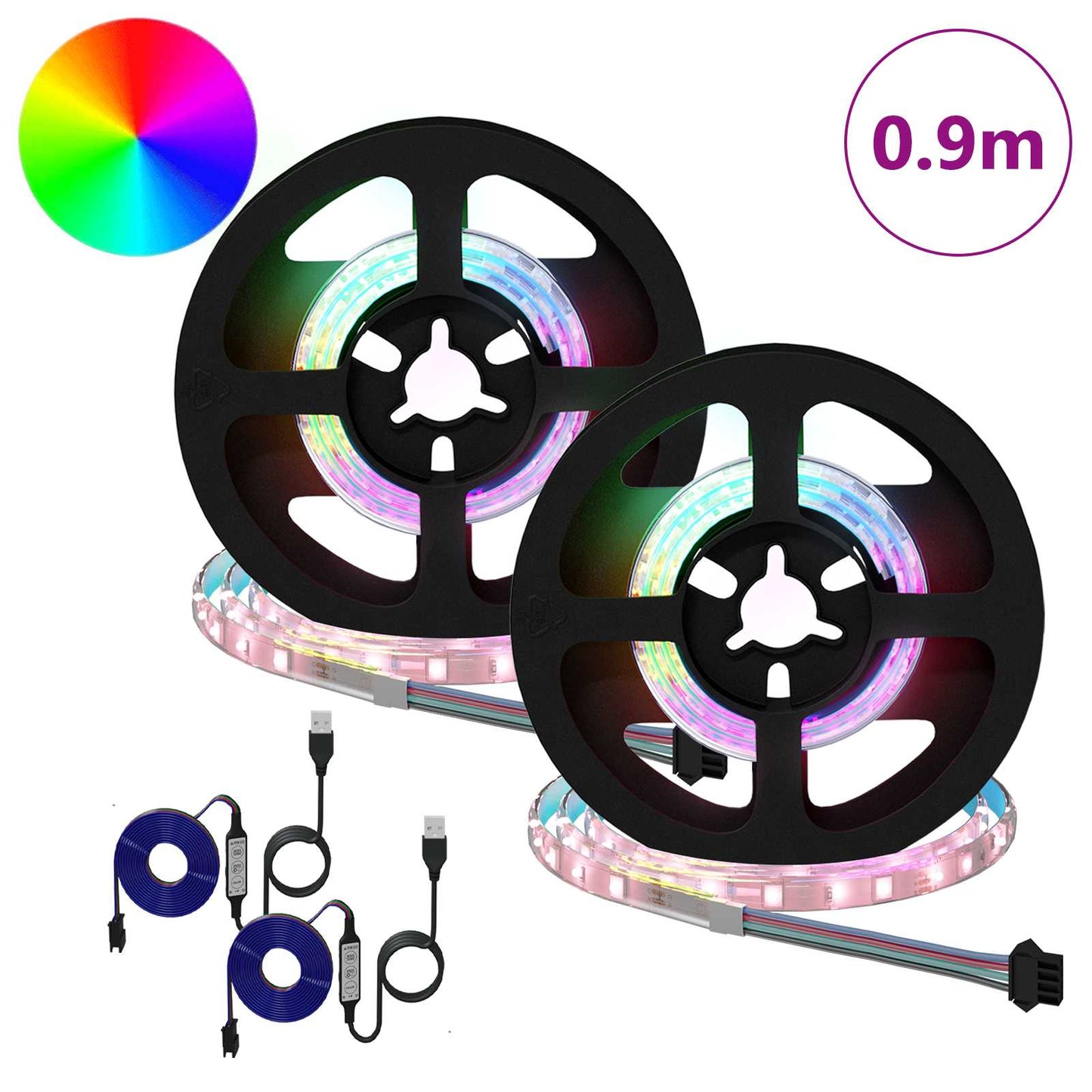 LED Stripe 2 pcs Svart og gjennomsiktig 450 mm Kobber og plast