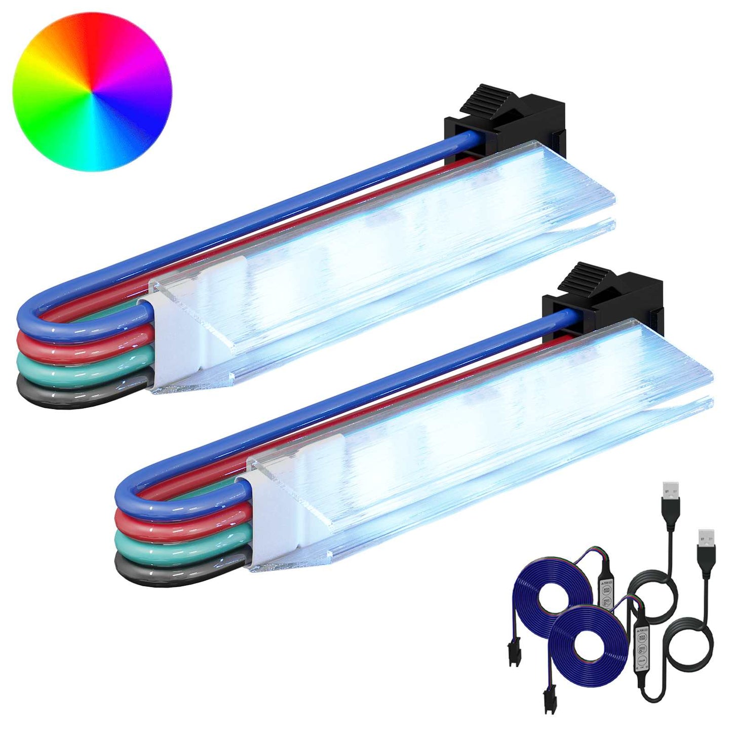 LED Stripe 2 pcs Svart og Hvit 1745 mm Kobber og plast
