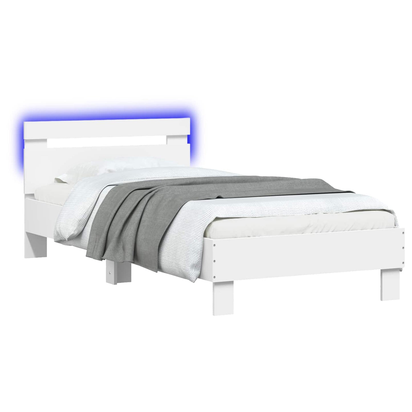 Sengestativ med LED Hvit 80 x 200 cm Konstruert tre
