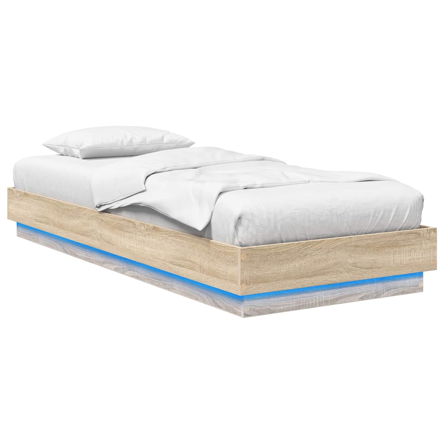 Sengestativ med LED Sonoma eik 80 x 200 cm Konstruert tre