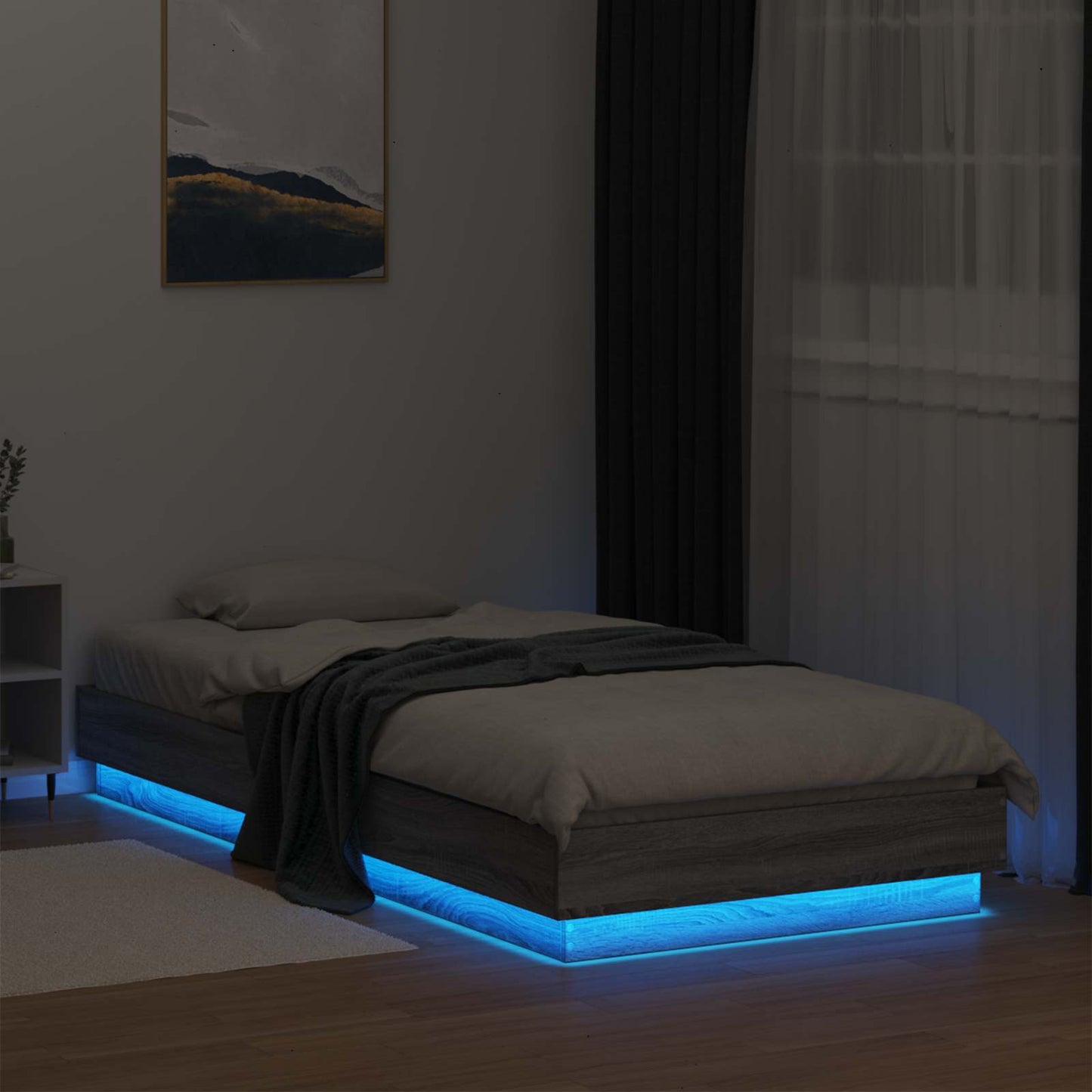 Sengestativ med LED Grå Sonoma 80 x 200 cm Konstruert tre