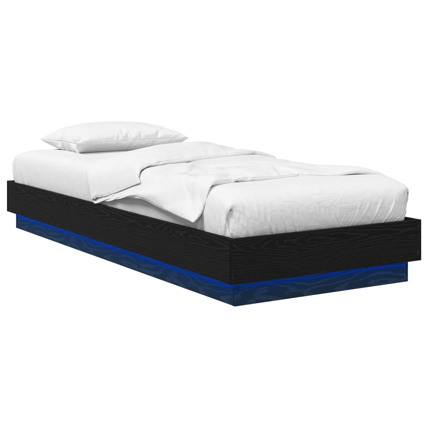 Sengestativ med LED Svart eik 80 x 200 cm Konstruert tre