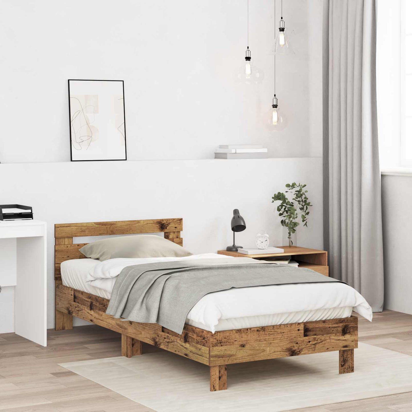 Sengestamme med hodegatt Gammelt tre 80 x 200 cm Konstruert tre