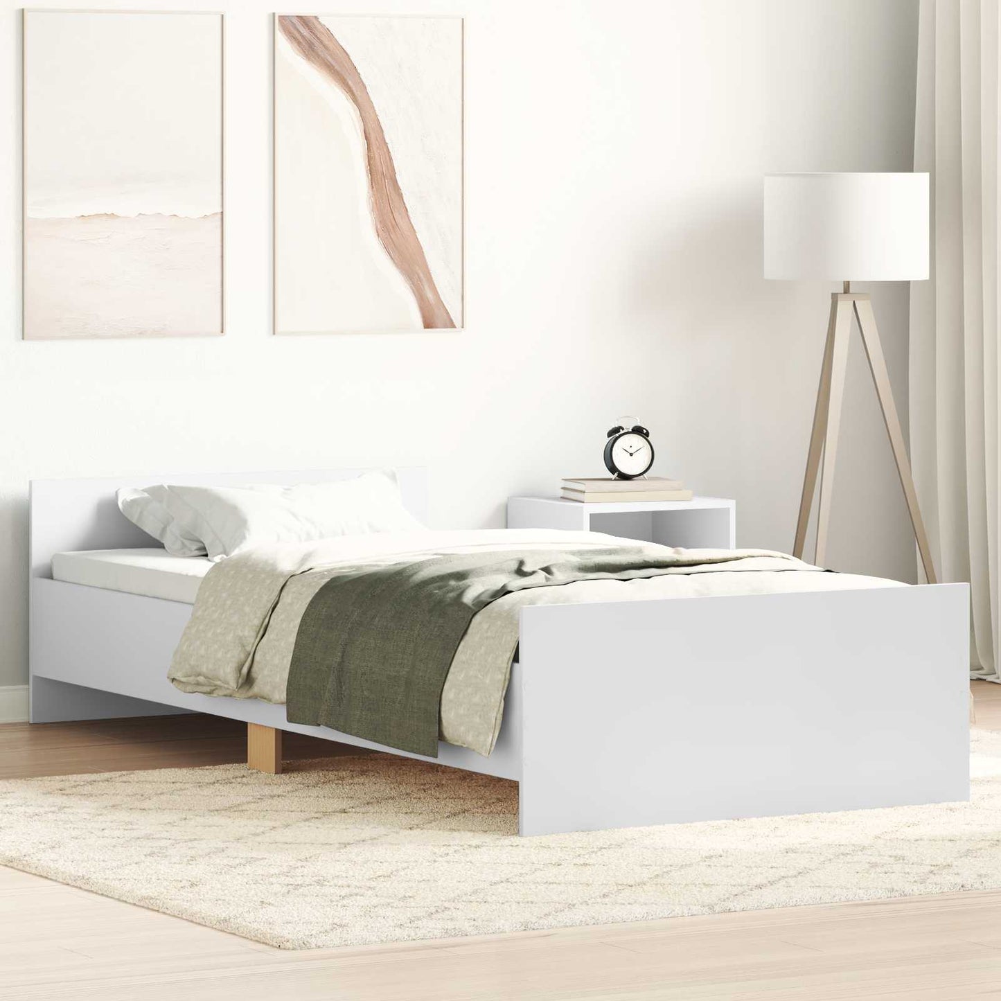 Sengestamme med hodegatt Hvit 80 x 200 cm Konstruert tre