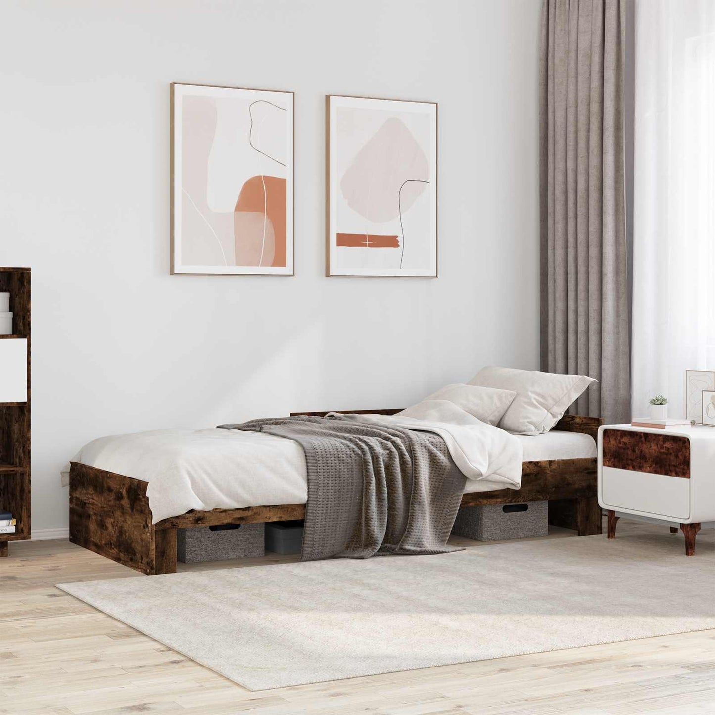 Sengestamme med hodegatt Røkt Eik 80 x 200 cm Konstruert tre