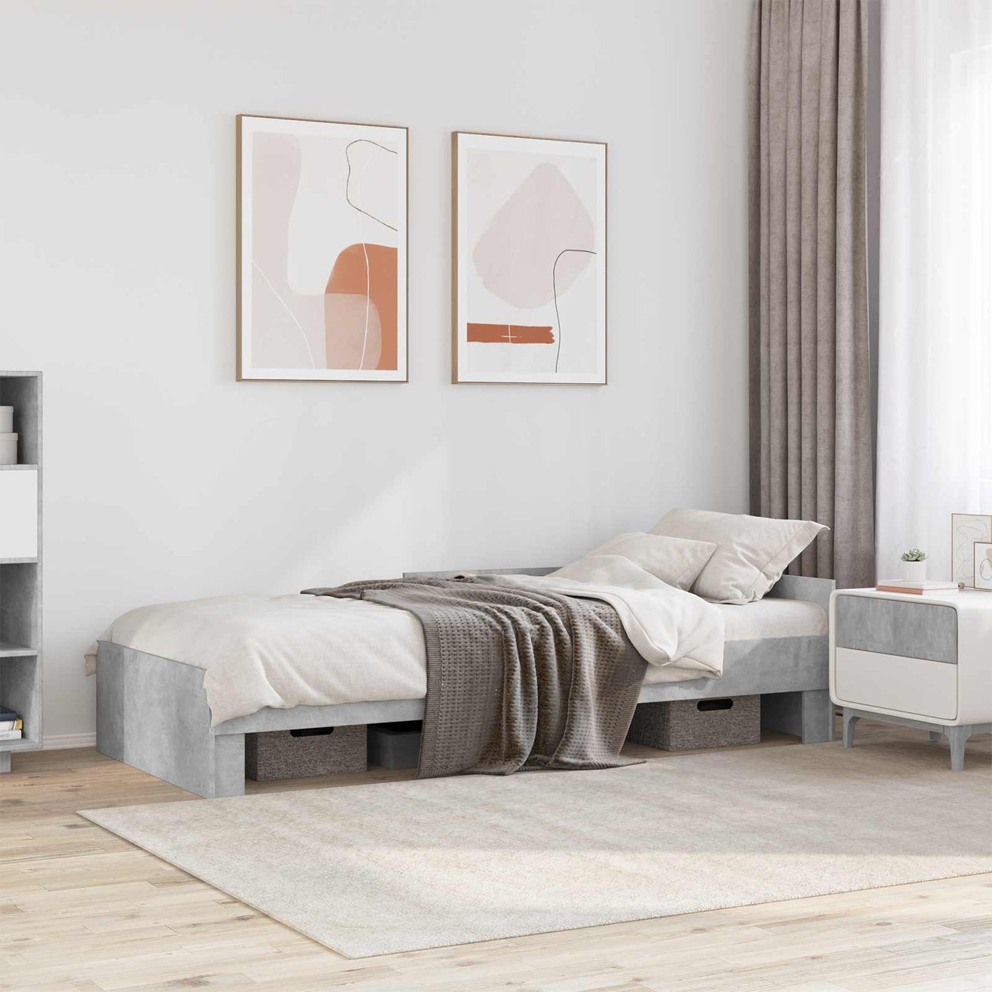 Sengestamme med hodegatt Betonggrå 80 x 200 cm Konstruert tre