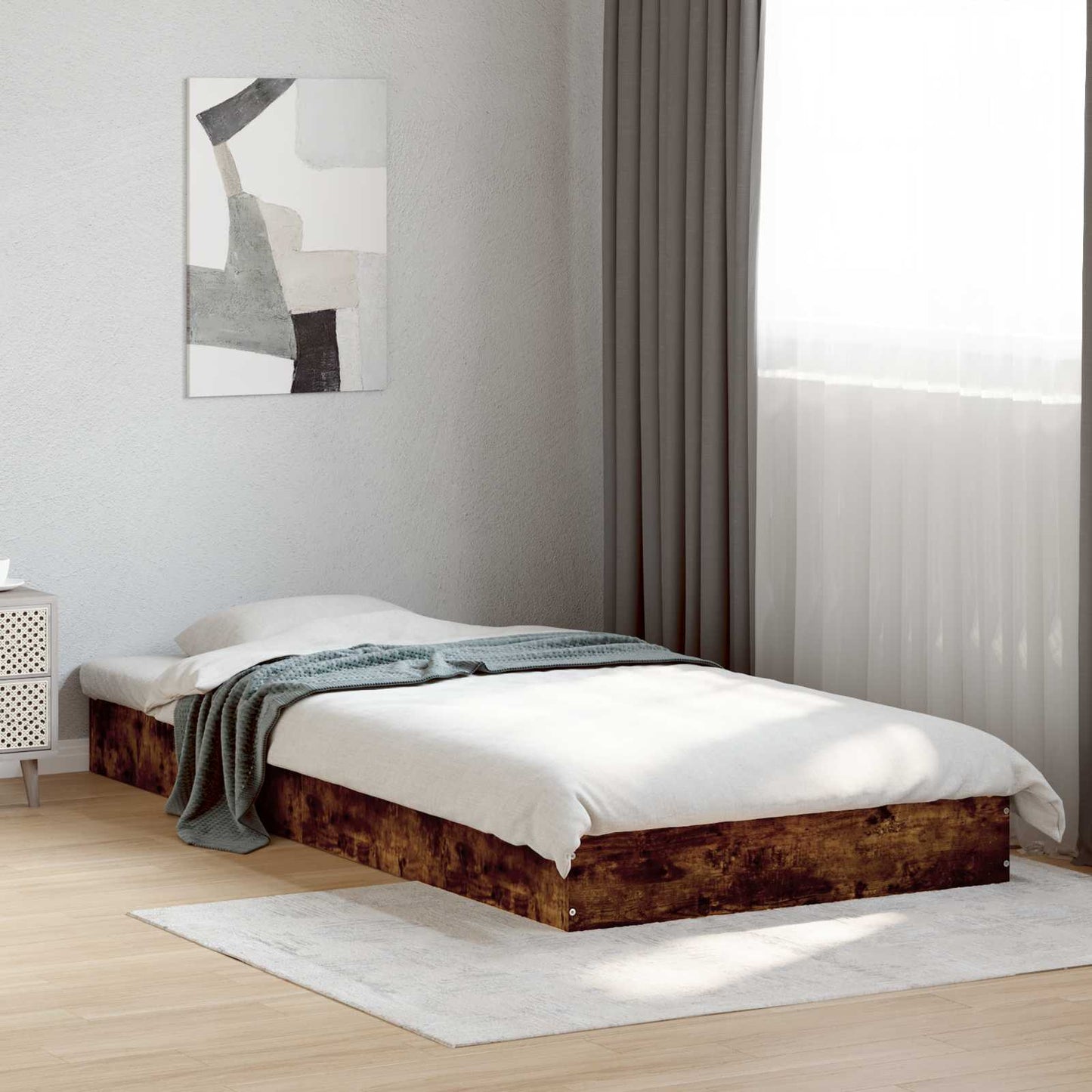 Gulvsengramme Røkt Eik 80 x 200 cm Konstruert tre