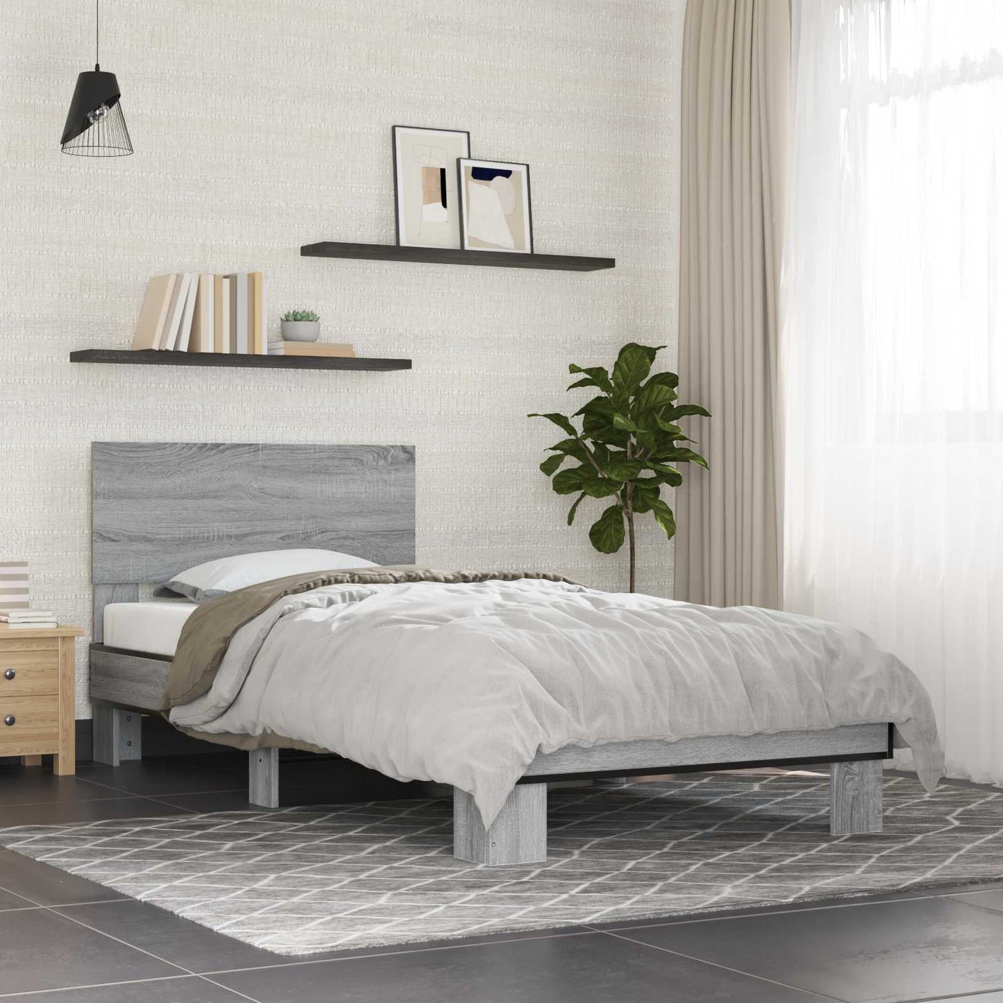 Sengestamme med hodegatt Grå Sonoma 80 x 200 cm Konstruert tre