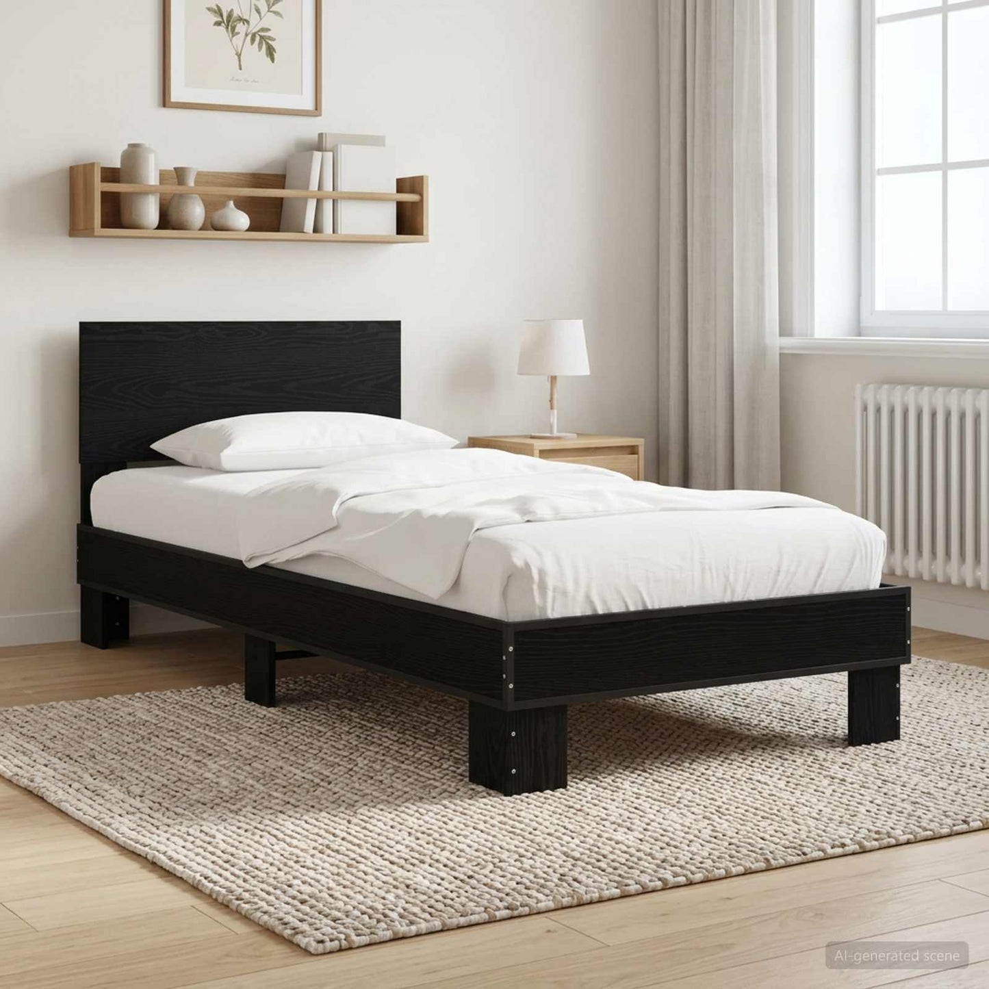 Sengestamme med hodegatt Svart eik 80 x 200 cm Konstruert tre