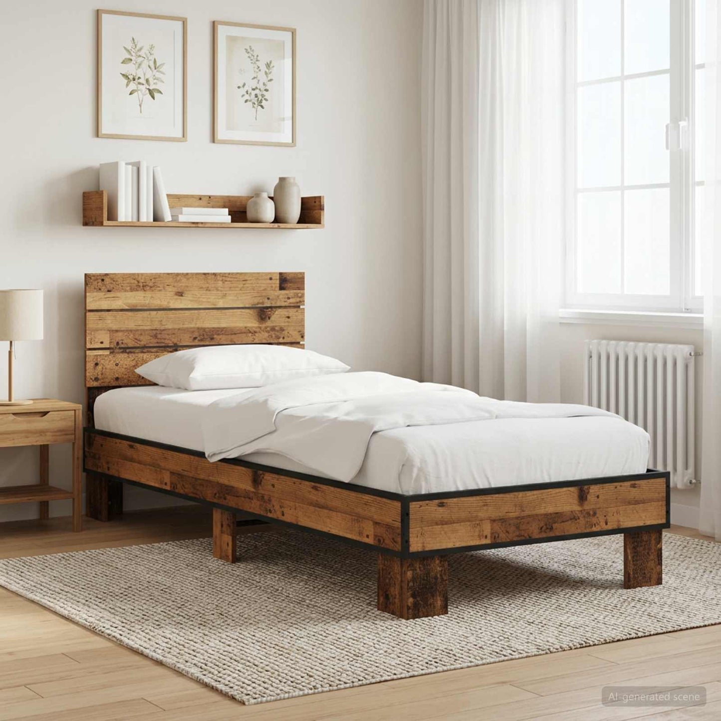 Sengestamme med hodegatt Gammelt tre 80 x 200 cm Konstruert tre