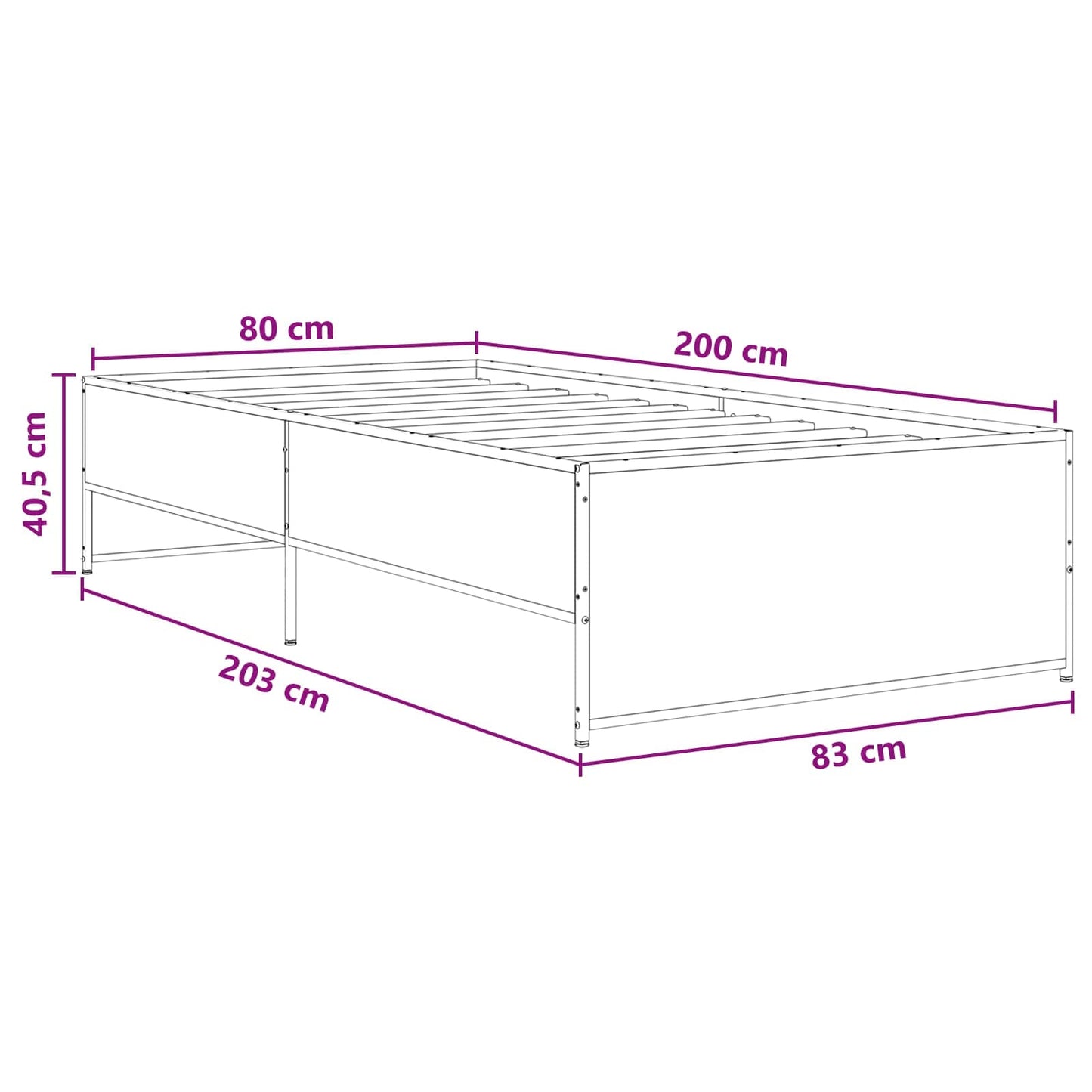 Sengestamme Gammelt tre 80 x 200 cm Konstruert tre