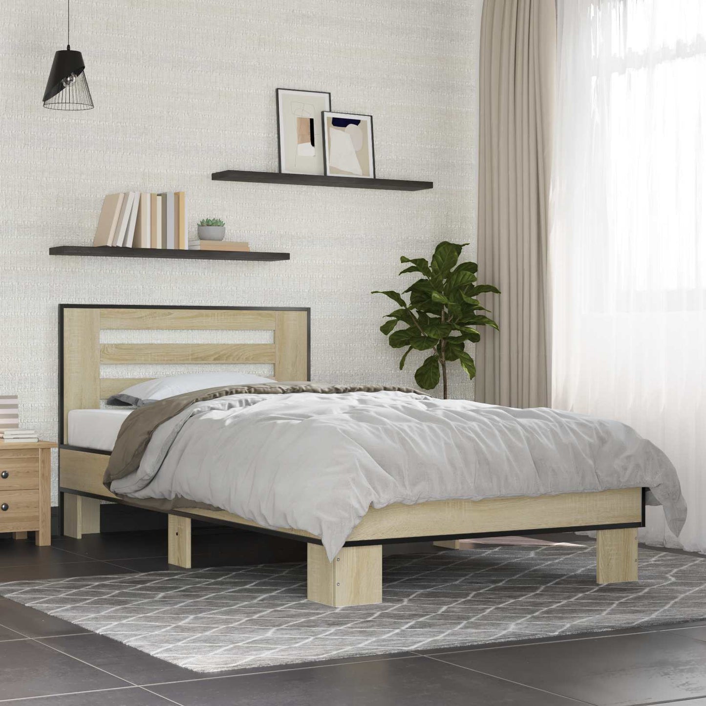 Sengestamme med hodegatt Sonoma eik 80 x 200 cm Konstruert tre