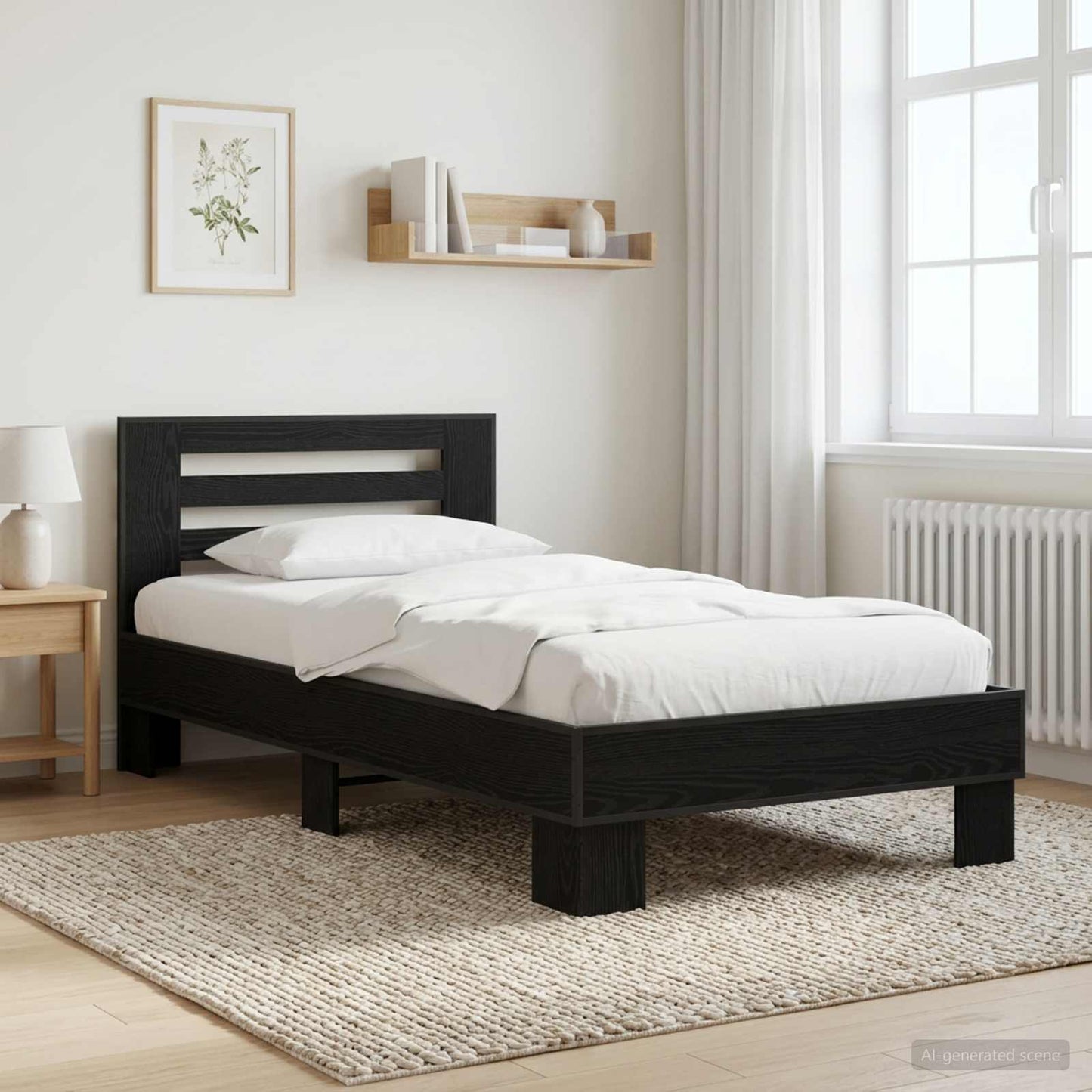 Sengestamme med hodegatt Svart eik 80 x 200 cm Konstruert tre