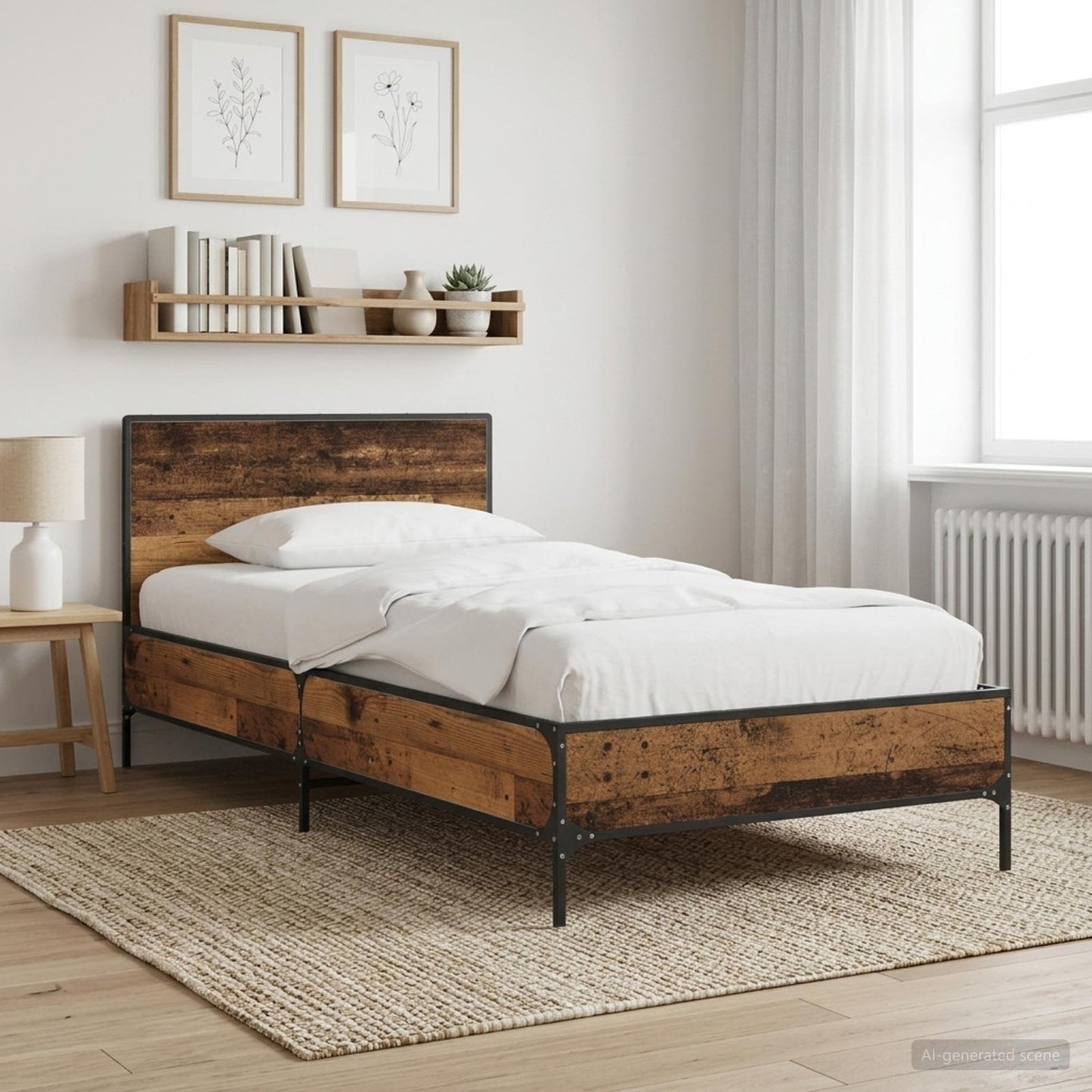 Sengestamme med hodegatt Gammelt tre 80 x 200 cm Konstruert tre