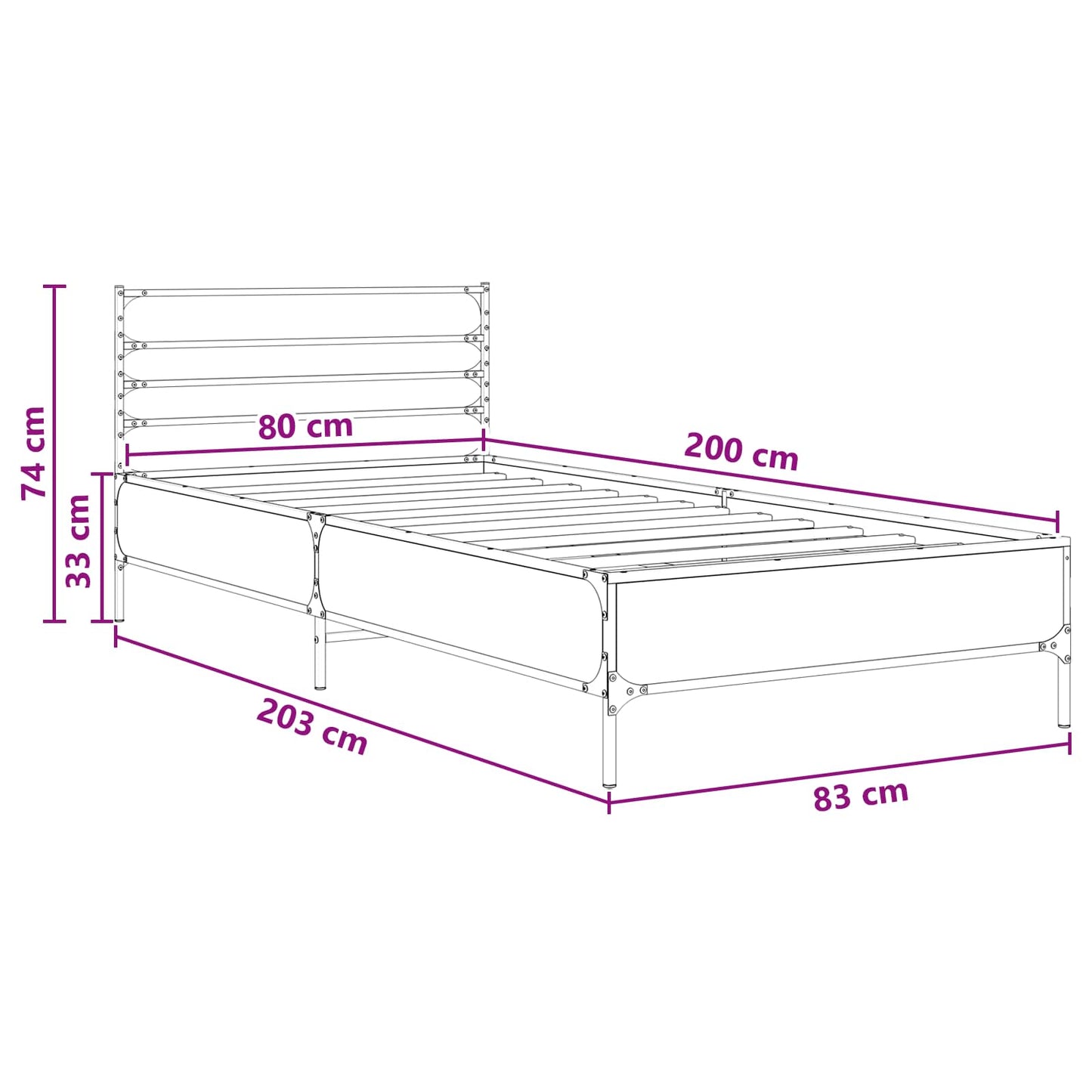 Sengestamme Røkt Eik 80 x 200 cm Konstruert tre