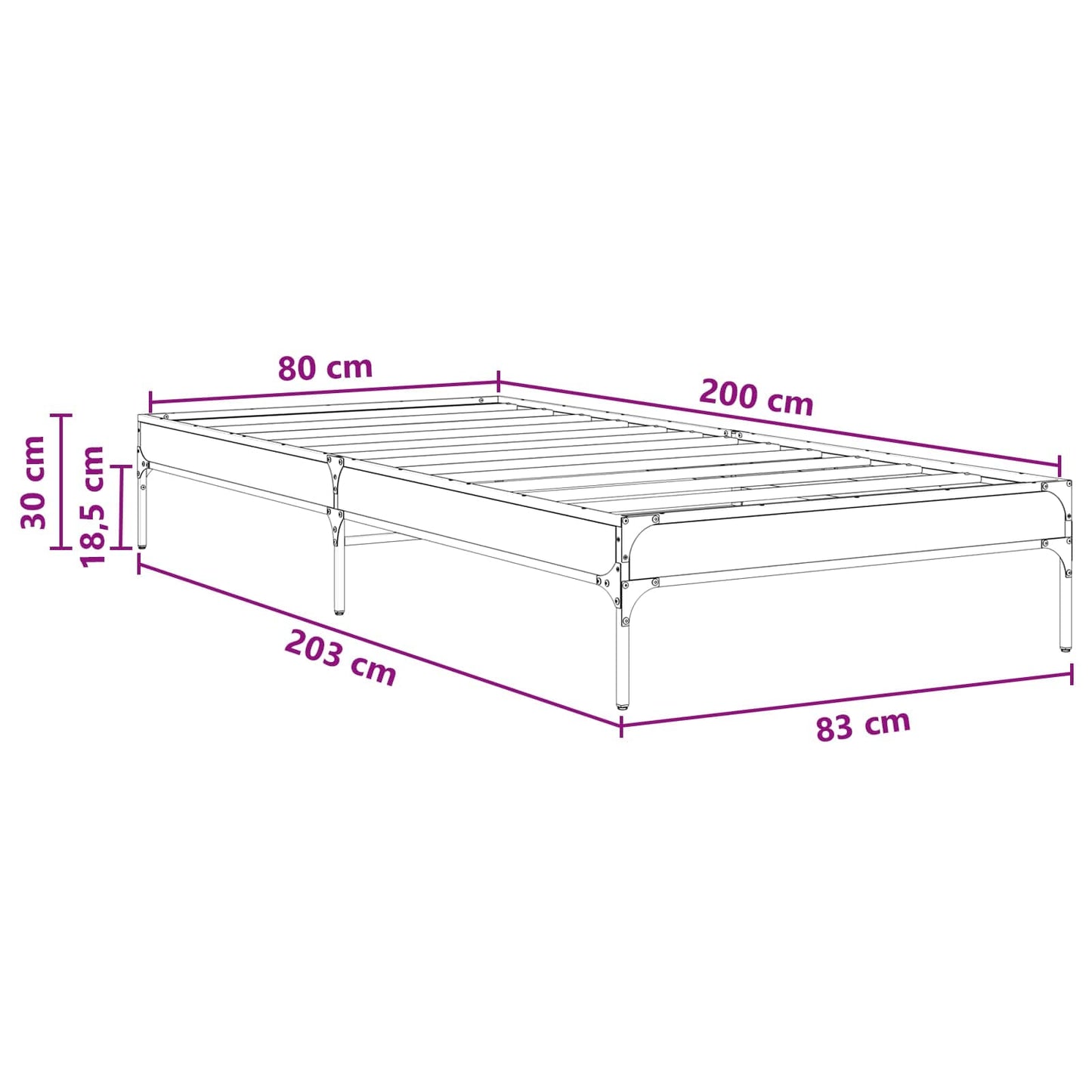 Sengestamme Svart eik 80 x 200 cm Konstruert tre