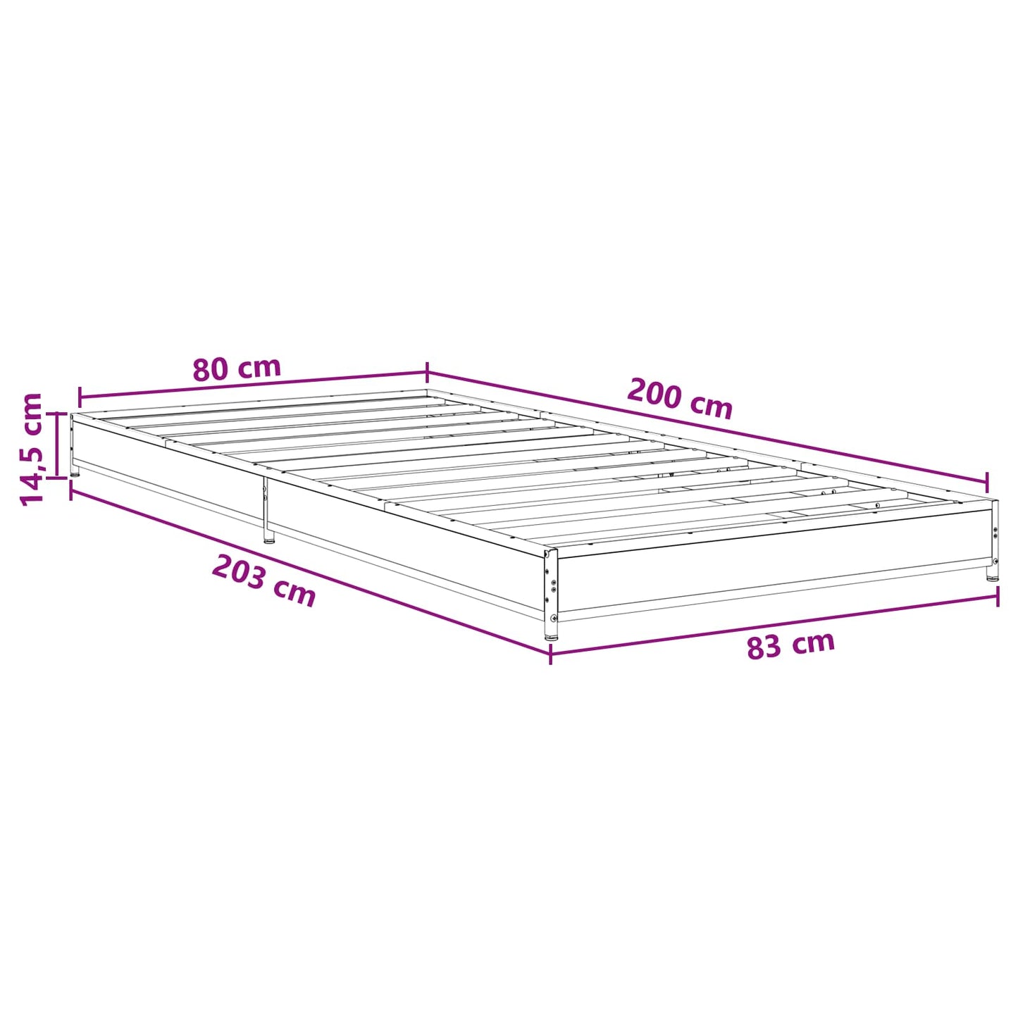 Sengestamme Gammelt tre 80 x 200 cm Konstruert tre