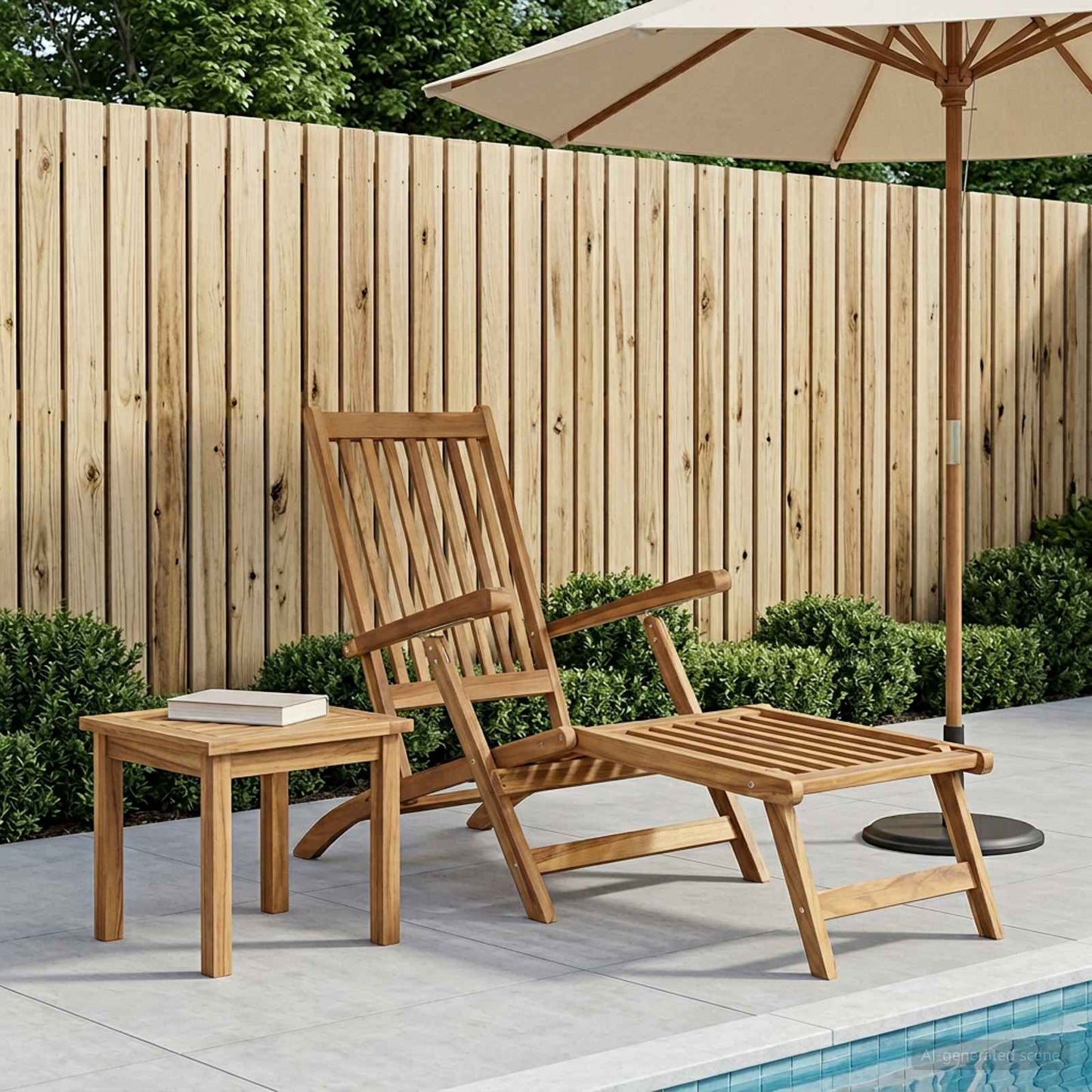 Folding Deck Stol Naturlig Massivt Teaktre