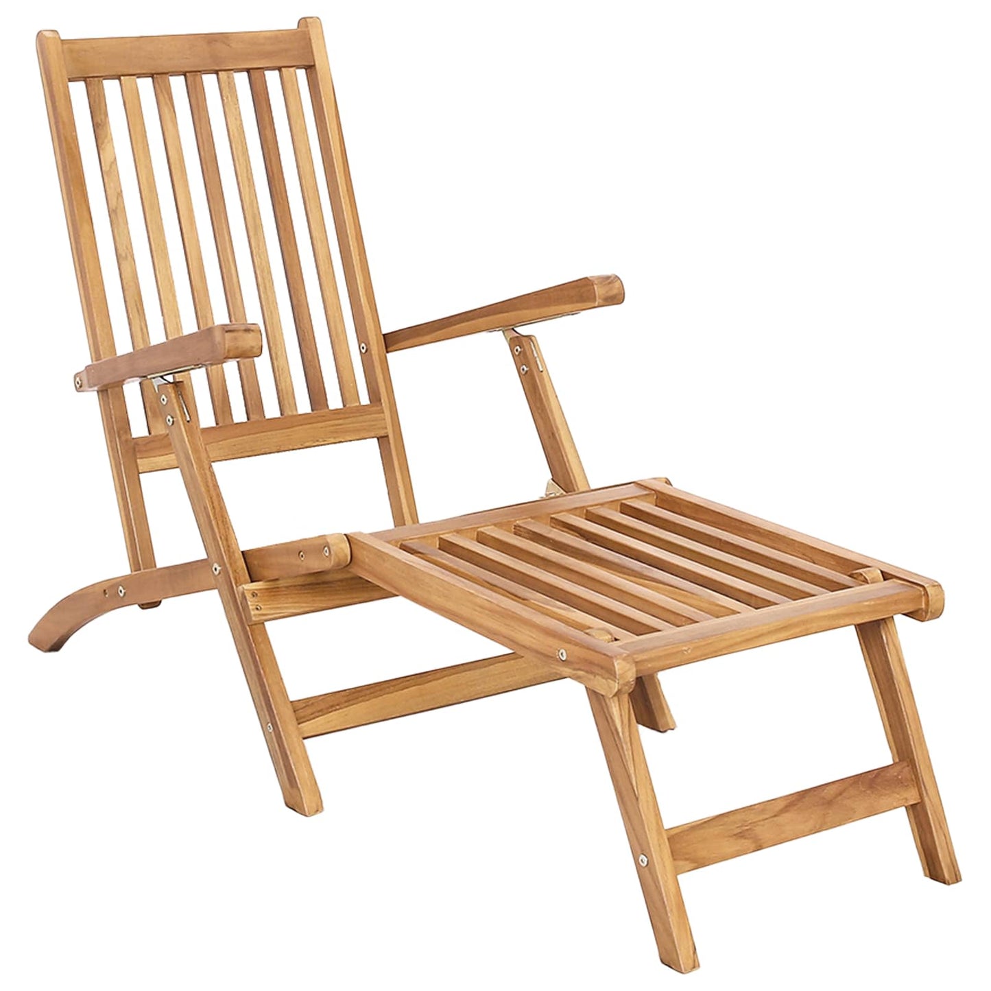 Folding Deck Stol Naturlig Massivt Teaktre