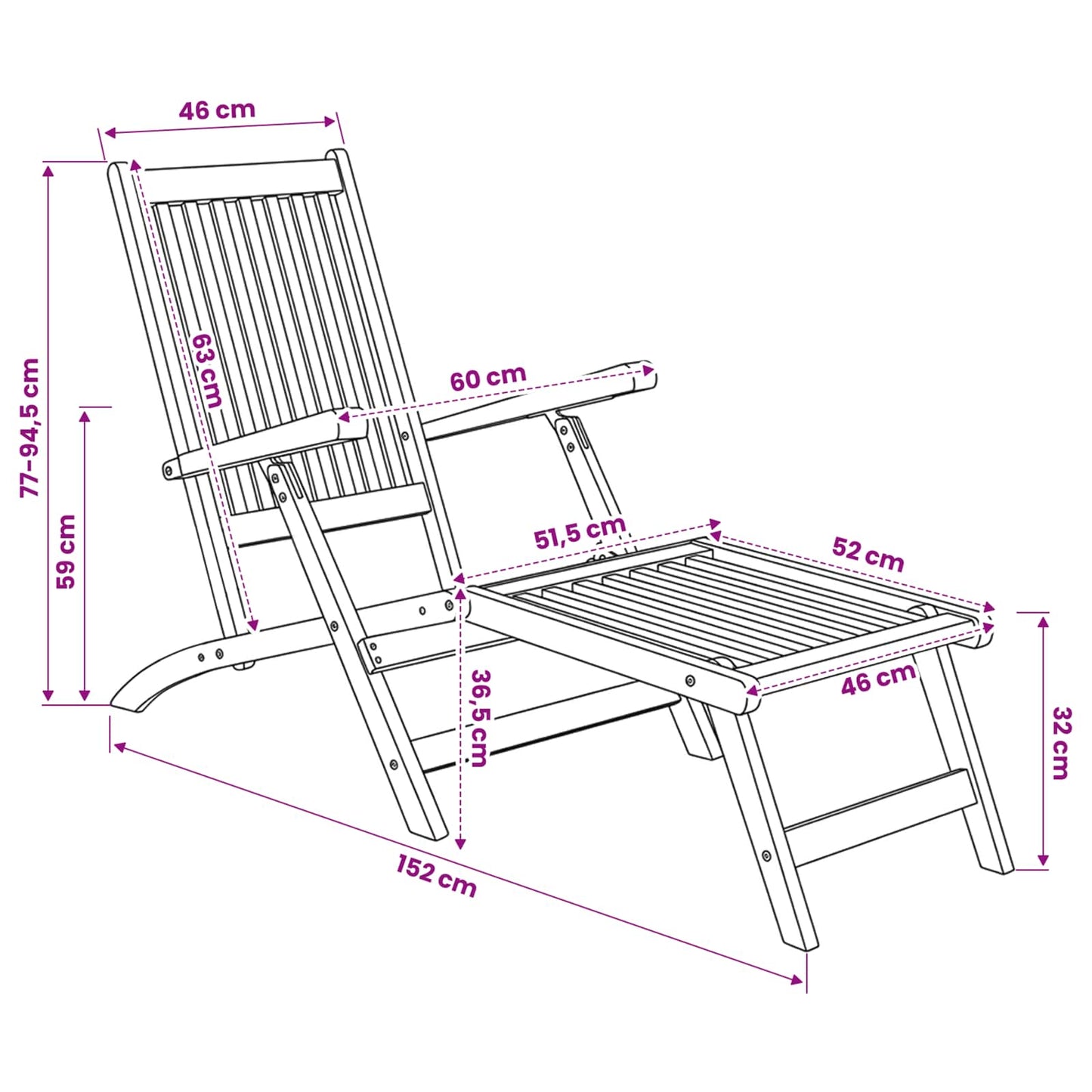 Folding Deck Stol Naturlig Massivt Teaktre