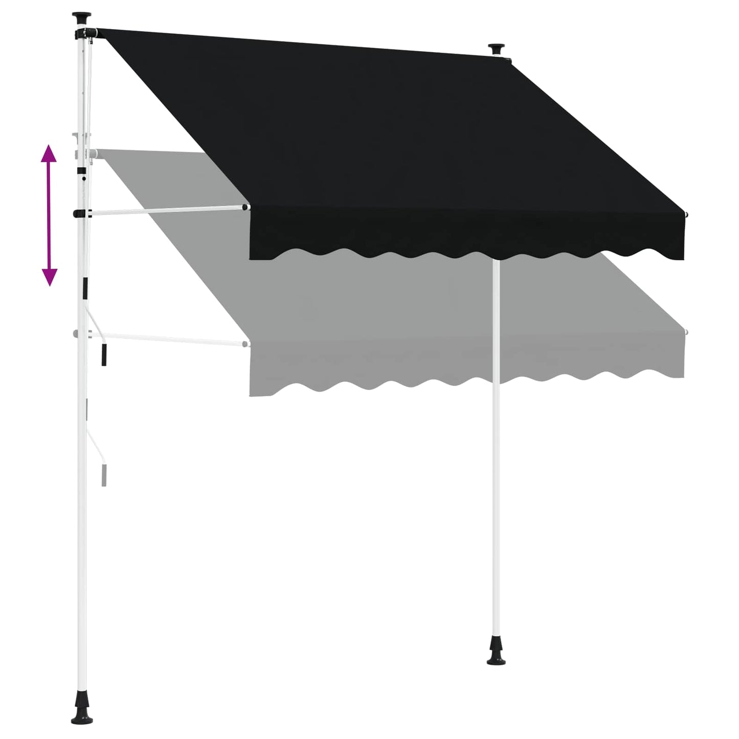 Manuell utskiftbar markise Svart 250 cm