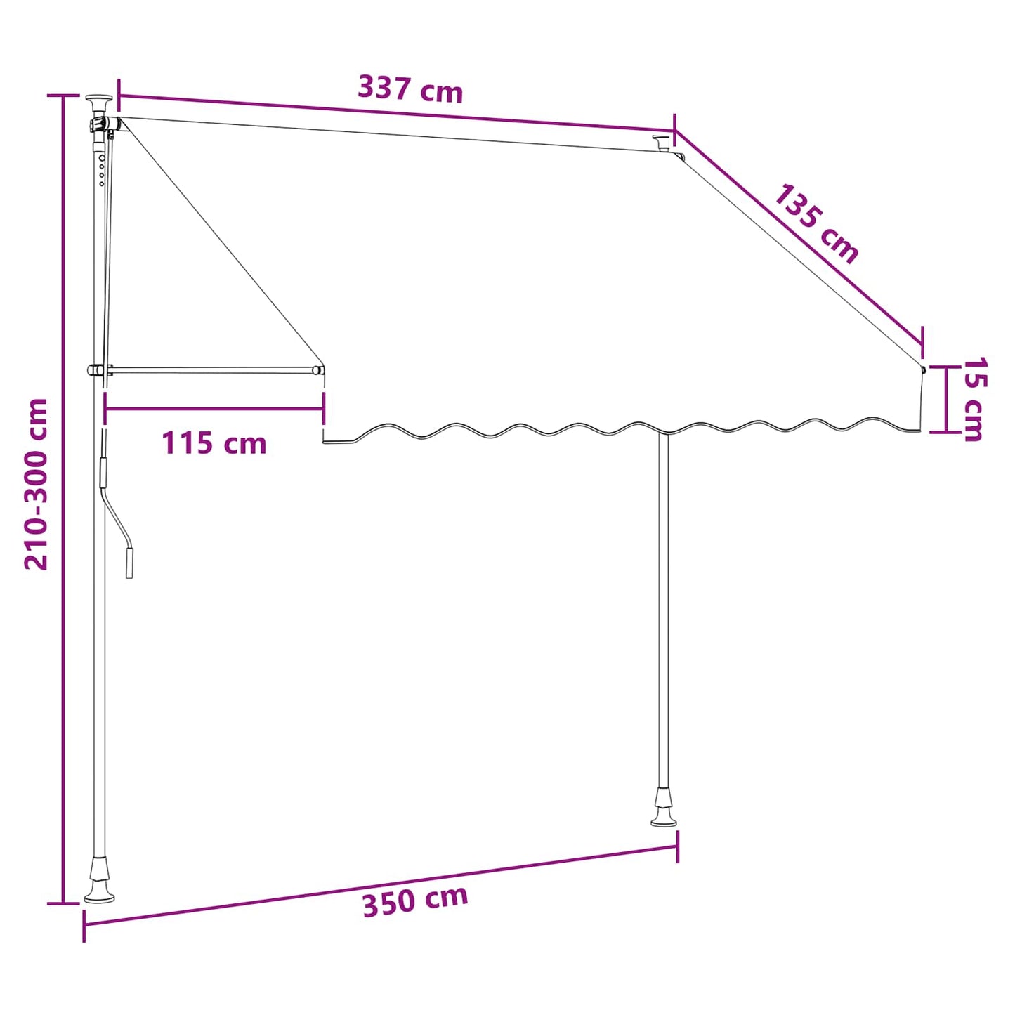 Manuell utskiftbar markise Gråbrun 350 cm