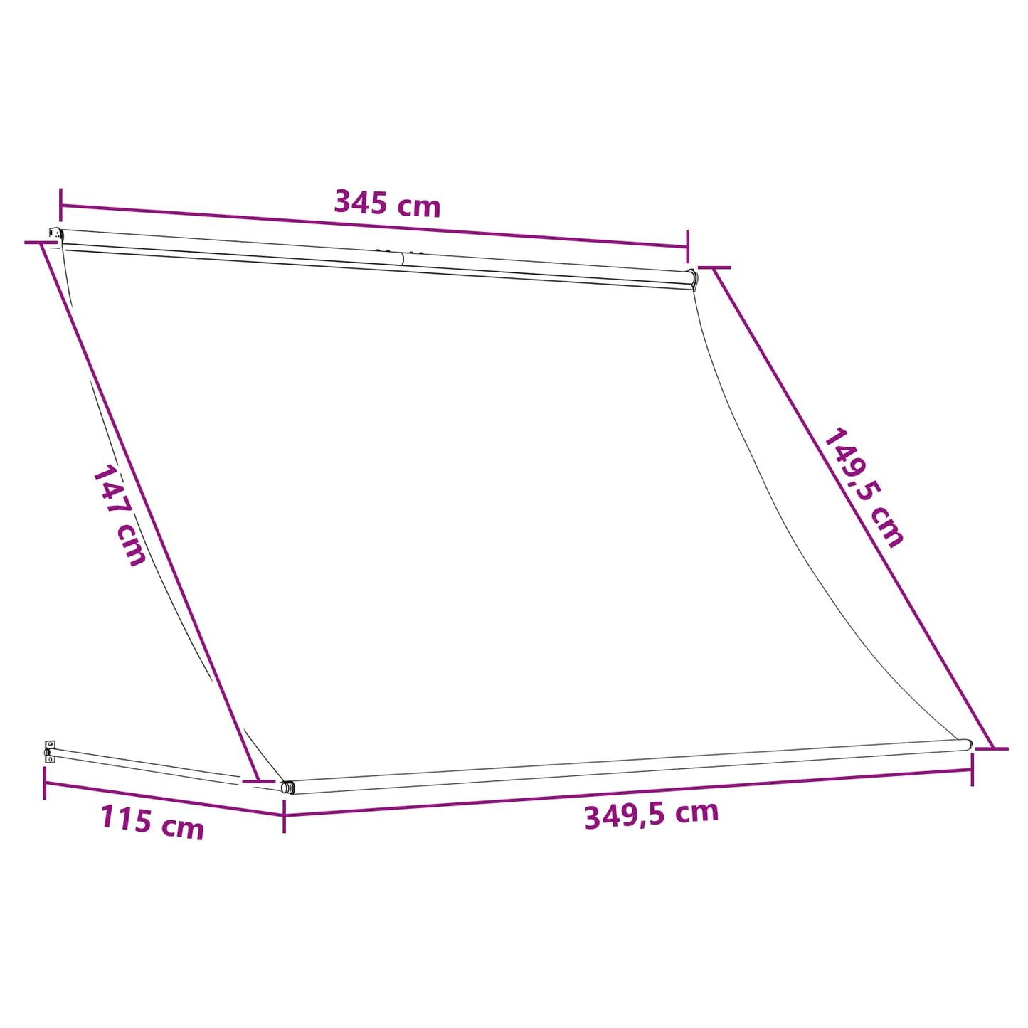 Markise Beige 350 x 150 cm 180 g / m² Polyester med PU-belegg
