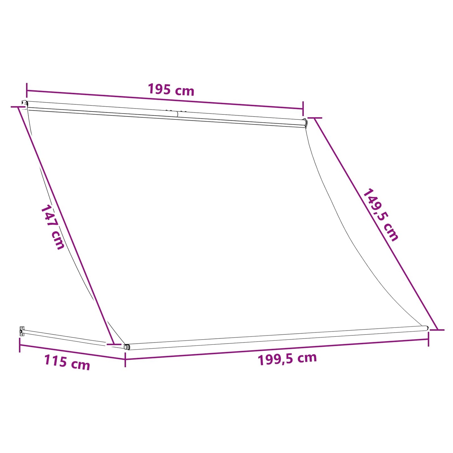 Markise Svart 200 x 150 cm 180 g / m² Polyester med PU-belegg