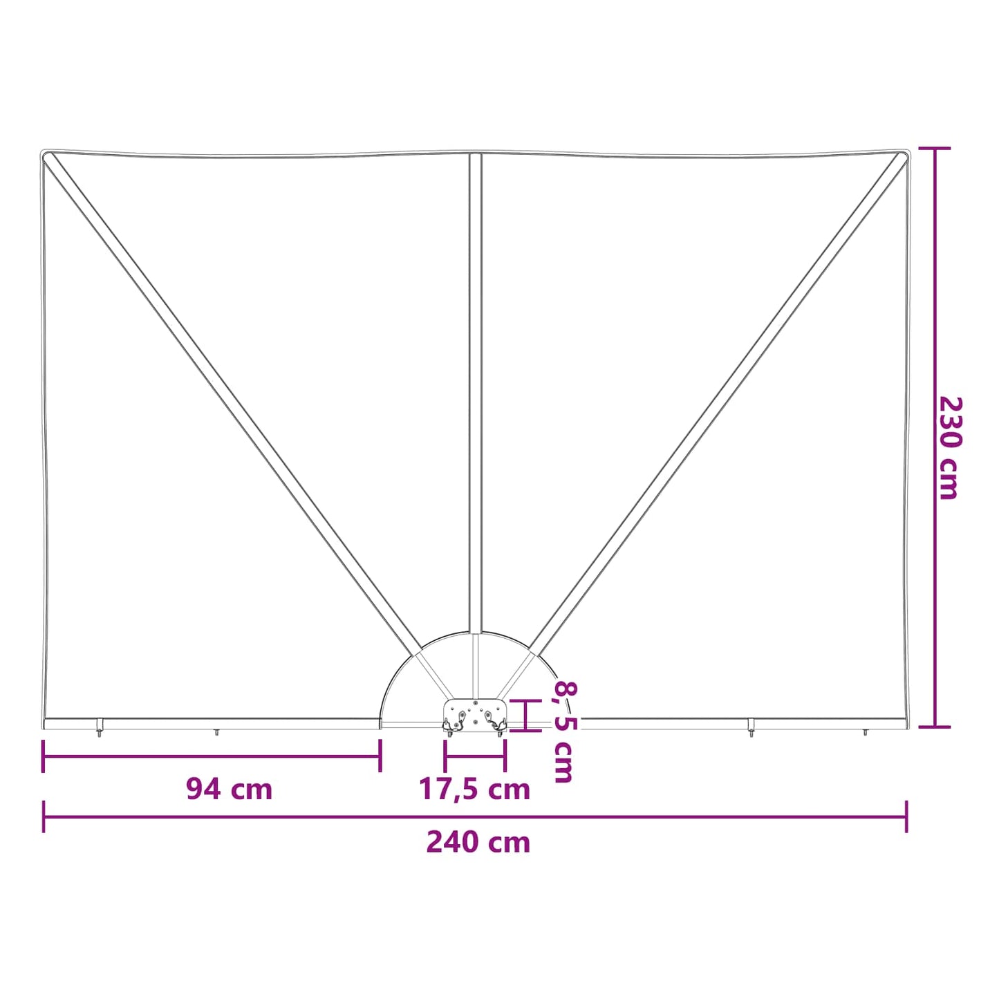 Balkong privat skjerm 240 x 160 cm Polyester Rektangulær